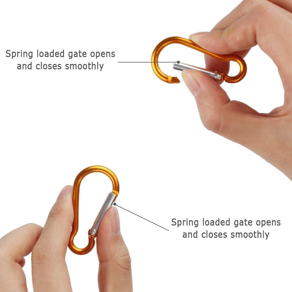 90Pcs Mini Keyclip Set - Aluminum Carabiners with D-Ring Shapes & Spring Snap Hooks image number 6
