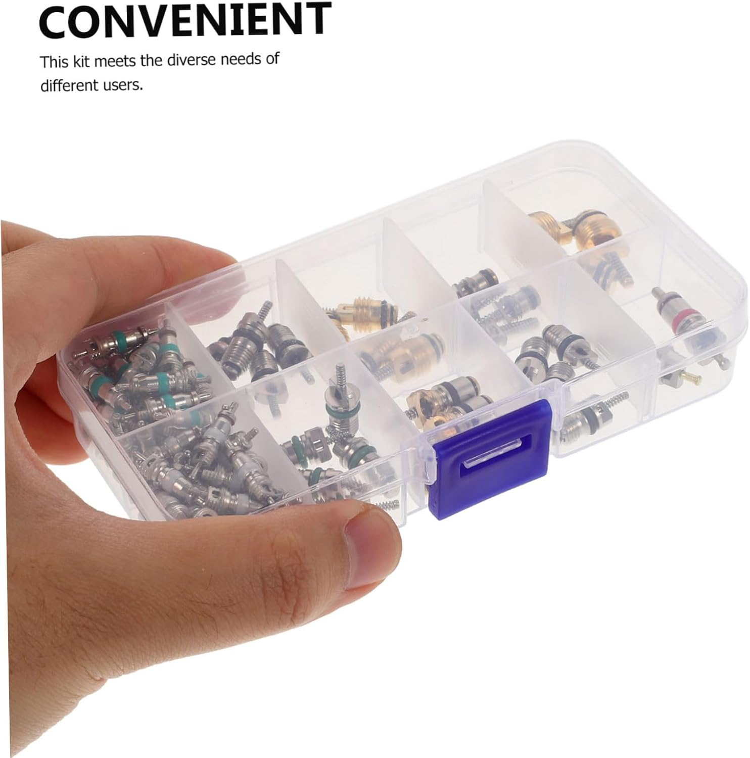 HAPINARY 102Pcs Automotive Air Conditioning Tire Valve Core Kit with Valve Core Tool and Adapter Set for Car Ac Line Repair and Tire Maintenance image number 6