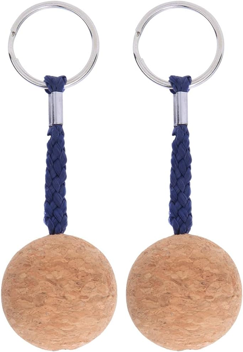 Floating Keychain, Floating Cork Ball Key Ring 2 Pcs Buoyant Keychain Floating Cork Keyring Water Sport Accessories for Marine Boat, Fishing, Sailing, Kayaking