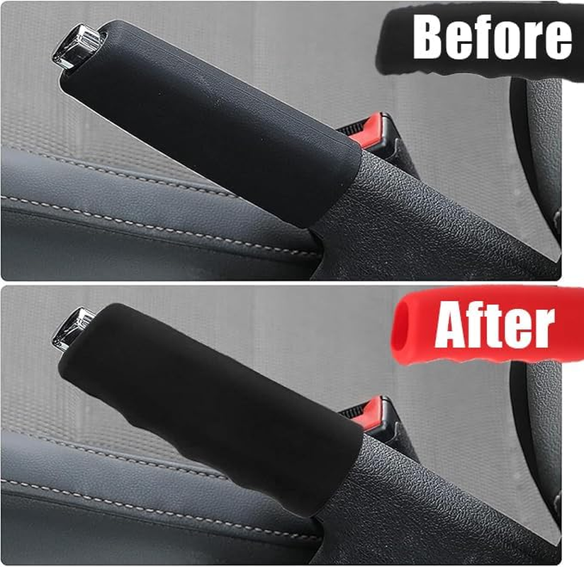 Silicone Car Hand Brake Cover & Gear Shift Knob Cover - Non-Slip Auto Protector, Soft Durable Silicone Sleeve for Vehicles, Easy Install Elegant Interior Trim Accessories - Red image number 5