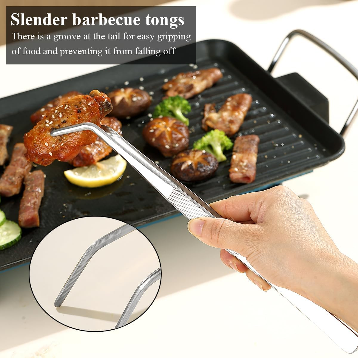 Evanda Kitchen Tweezers 30Cm/12 Easy Pickup, Heavy Duty Extra-Long Stainless Steel Cooking Tweezers Cooing Tong Dishwasher Safe image number 6