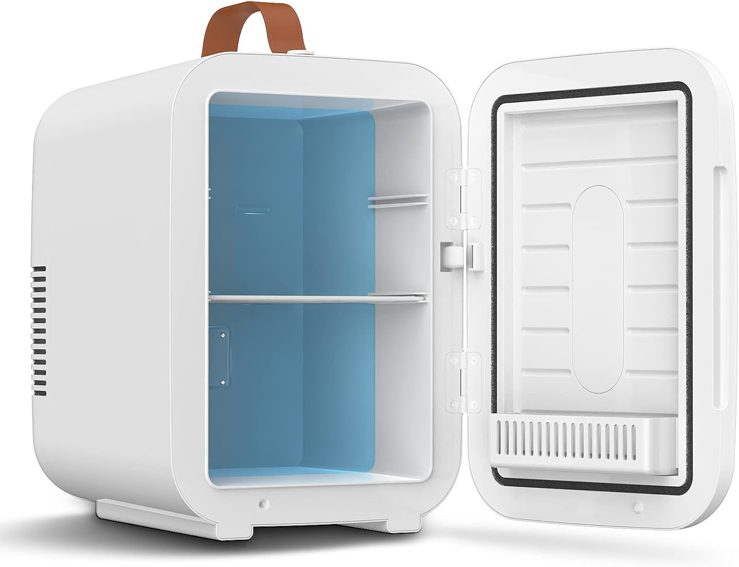 ADVWIN Mini Fridge, 10L Portable Mini Refrigerator Personal Small Fridge Cooler, 12V Compact Car Refrigerator, for Bedroom Home Office and Travel, White image number 2