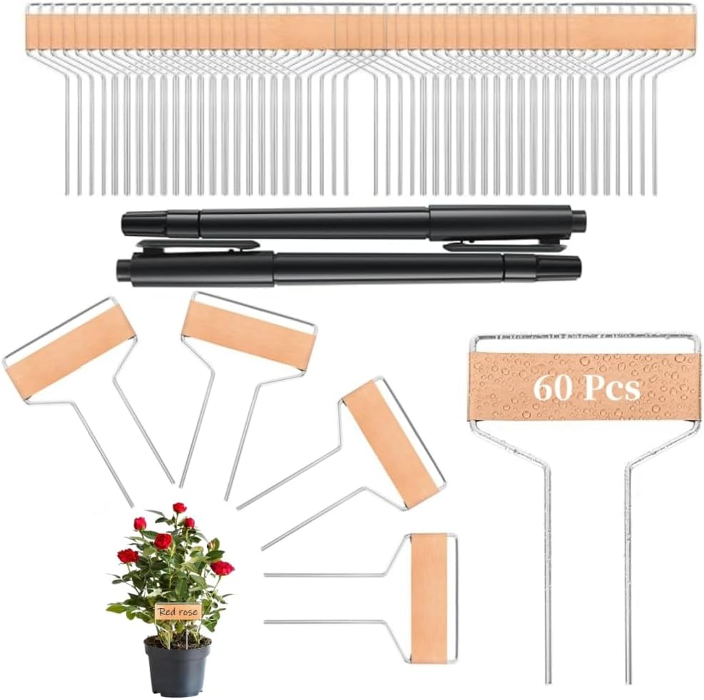Copper Plant Tags, 10 Cm Garden Markers, 60 Pack with 2 Permanent Pens, Waterproof Metal Labels image number 6