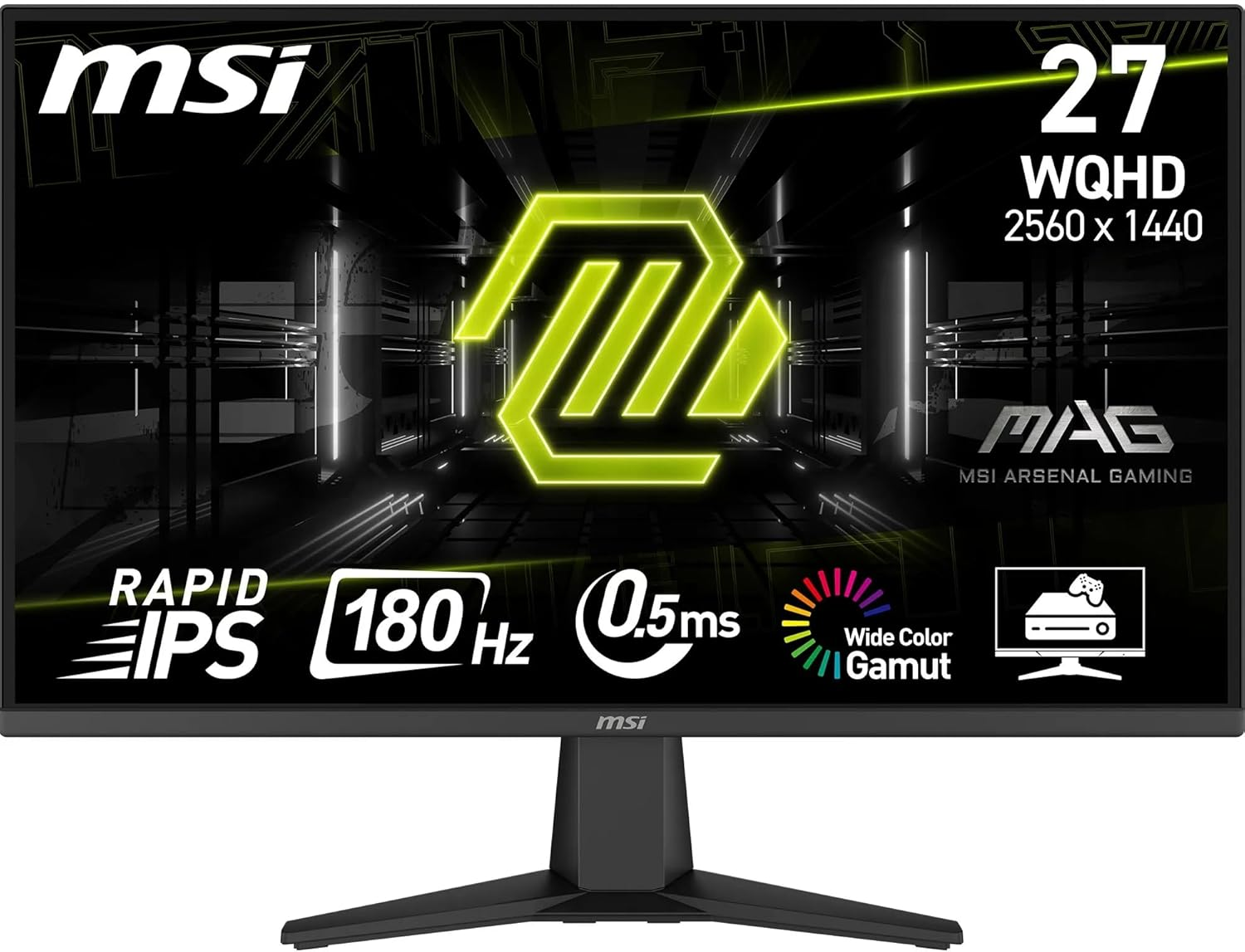 MSI MAG 275QF 27 Inch WQHD Gaming Monitor - 2560 X 1440 Rapid IPS Panel, 180 Hz / 0.5Ms (Gtg, Min.), 101% Srgb Colour Gamut, Frameless Design, HDR Ready - Displayport 1.4, HDMI 2.0B (WQHD @ 144Hz)