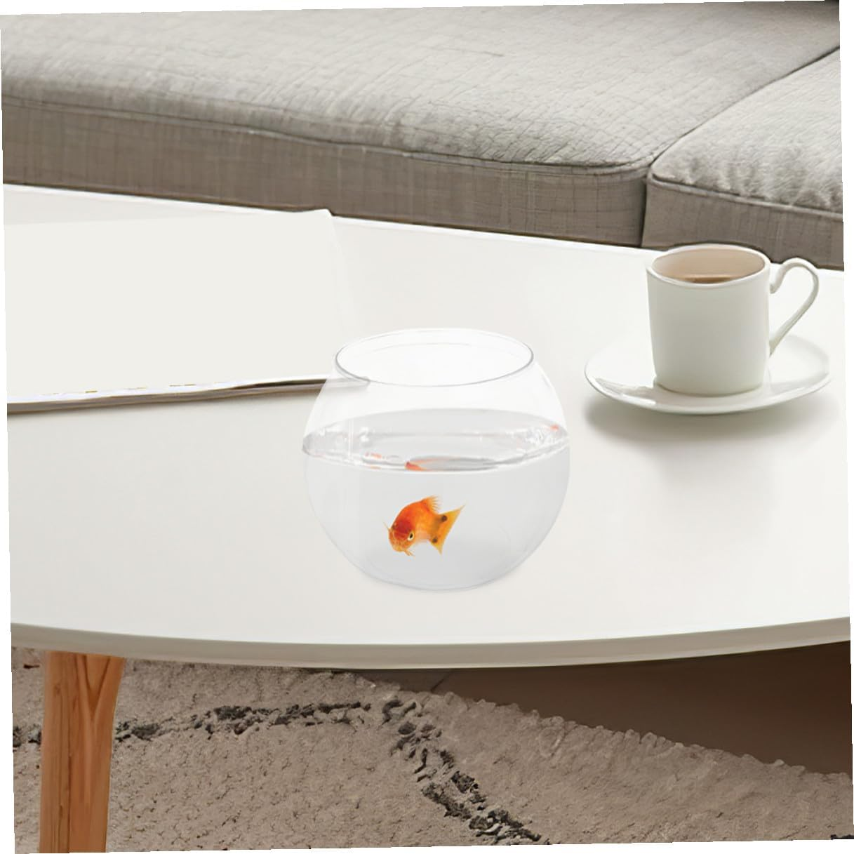 FONDOTIN Tabletop Fish Tank Transparent Decorative Aquarium for Goldfish and Betta Stylish Clear Fish Bowl for Home Office Container for Aquatic Plants and Pets