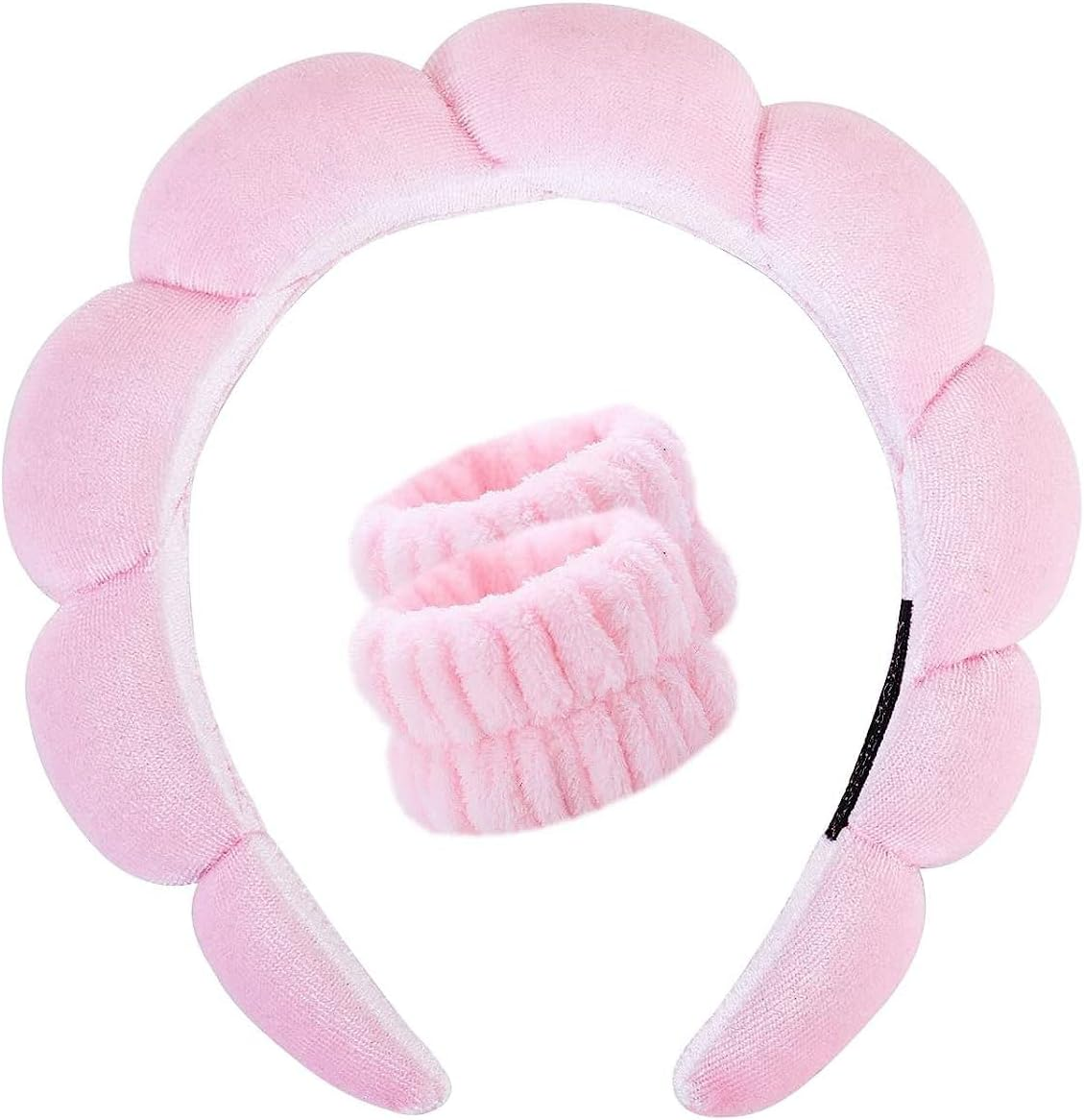 Spa Headband for Washing Face, Makeup Headbands Clips Flowers Metal Hair Clips Women Bride Wedding Hairpin Rhinestone Hair Pins (Pink) image number 4