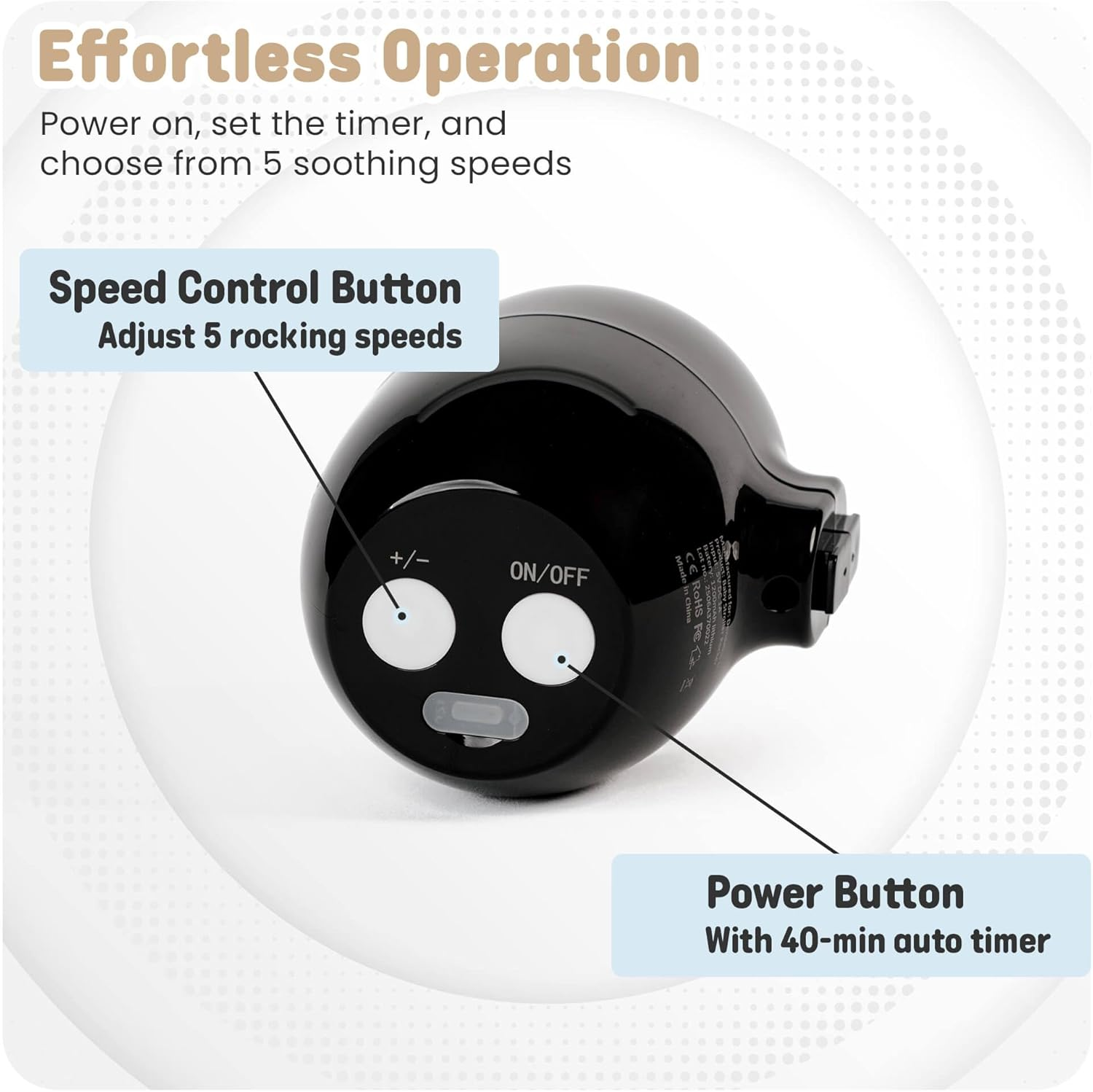 Dondaloo Kangaroo Baby Rocker &ndash; Portable Sleep Aid with 5 Adjustable Speeds, Auto-Off Timer, USB-C Rechargeable &ndash; Hands-Free Rocker Gently Soothes Any Stroller, Pram or Pushchair image number 5