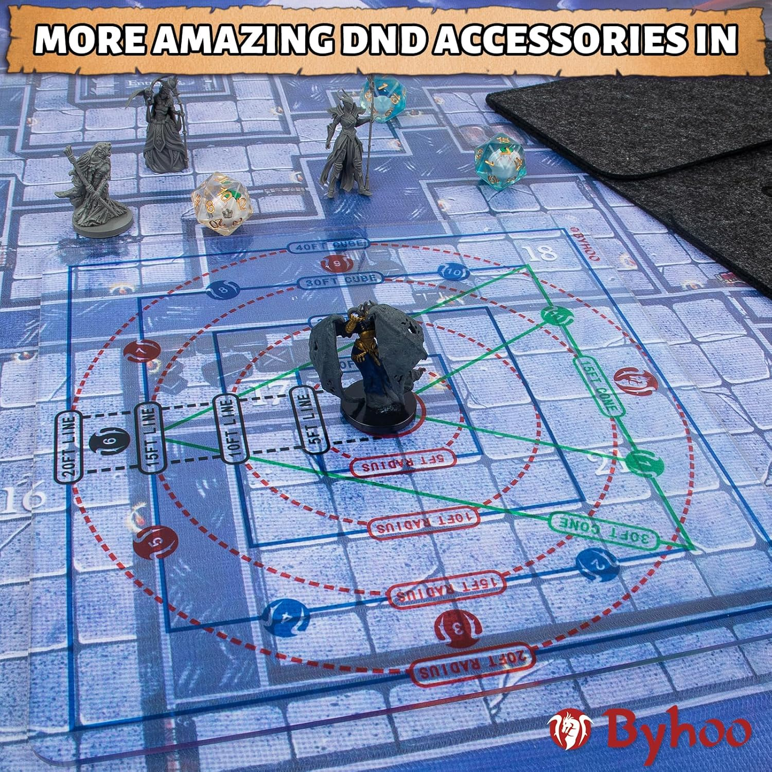 Byhoo Spell AOE Damage Template Upgrade, Acrylic Area Effect Marker for DND 5E 3E Pathfinder and More Tabletop RPG, Ideal Game Accessory for Dungeon Master and D&D Fans image number 4