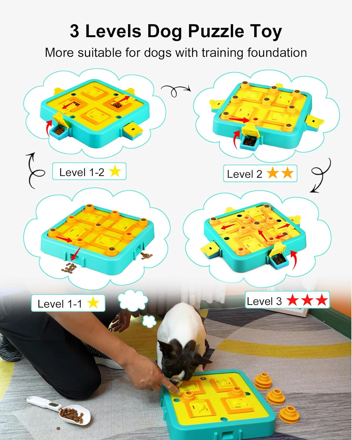 LACCEN Dog Puzzle Toys - Level 3 in 1 Interactive Dog Toy for IQ Training, Reduce Boredom, Dog Treat Dispenser, Slow Feeder, Fun Brain Stimulating Games for Large, Medium, Small Dogs image number 3