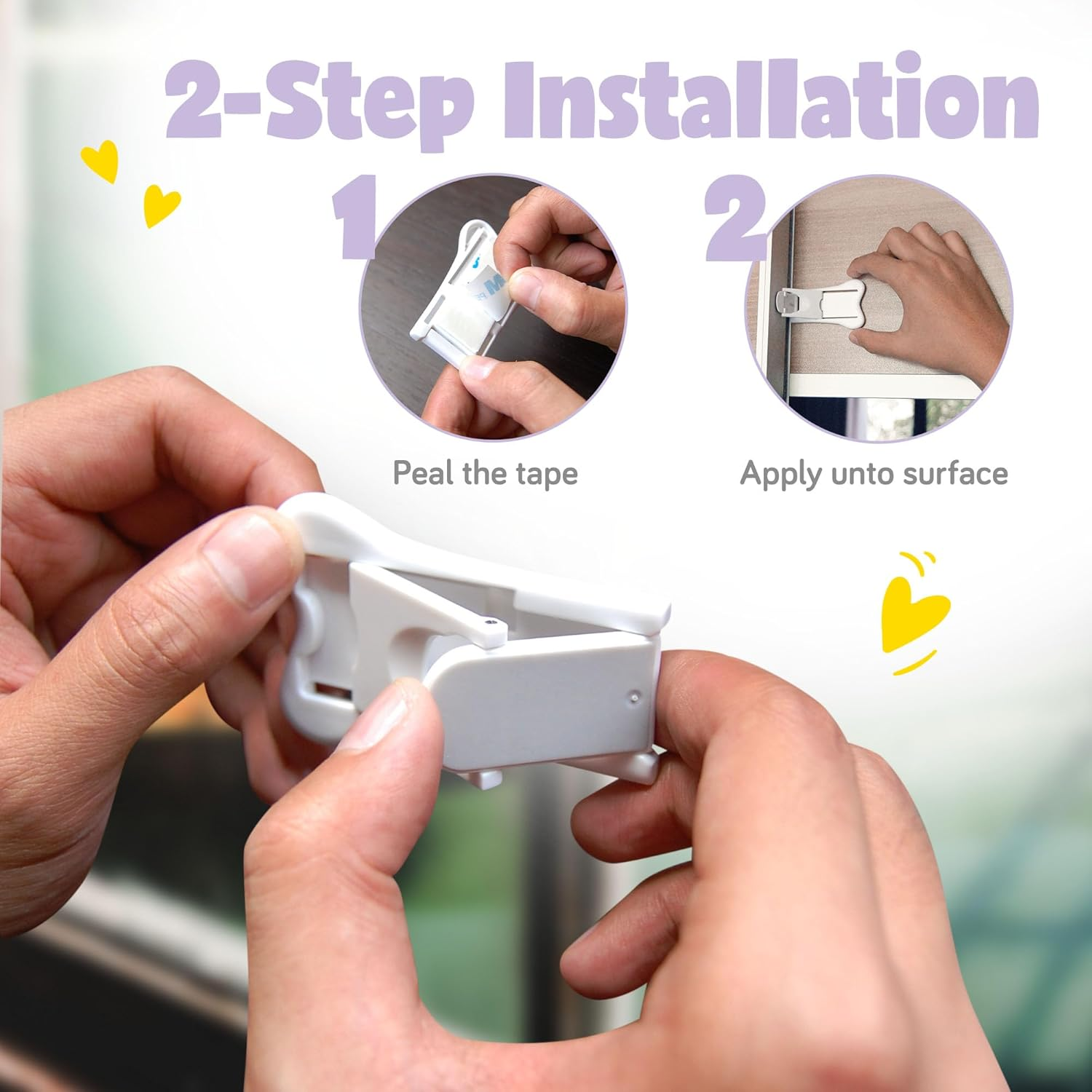 Ashtonbee Sliding Door Lock for Child Safety - Baby Proof Doors & Closets. Childproof Your Home with No Screws or Drills by (Set of 2 White)