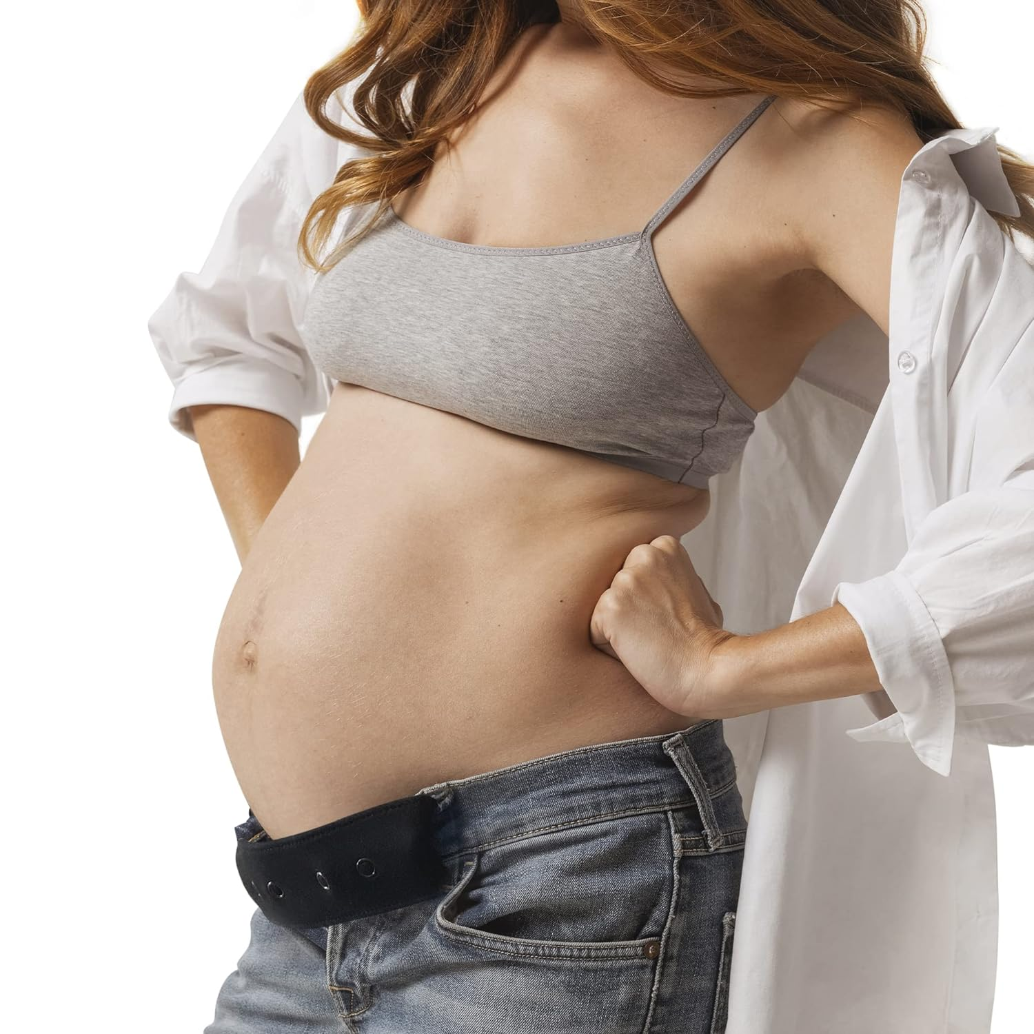 Johnson & Smith Maternity Pants Extenders - Comfortable Belly Band - Pregnancy Pant Extender - Maternity Waistband Extender - Jeans Button Extender for Pregnant Women - Jean Waistline Belly Belt Black image number 1