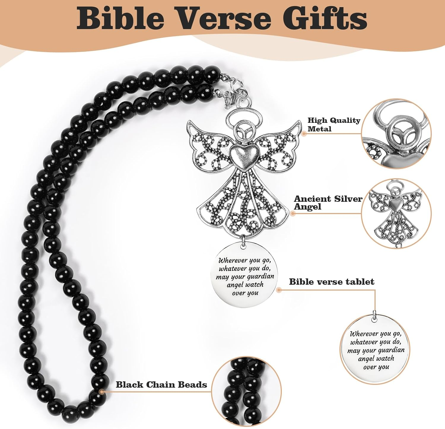 2 Pack Guardian Angel Car Charm&Cross Car Charm Rear View Mirror Accessories Set,Cross for Car Rear View Mirror Car Charm,Guardian Angel for Car,New Driver Gifts image number 5