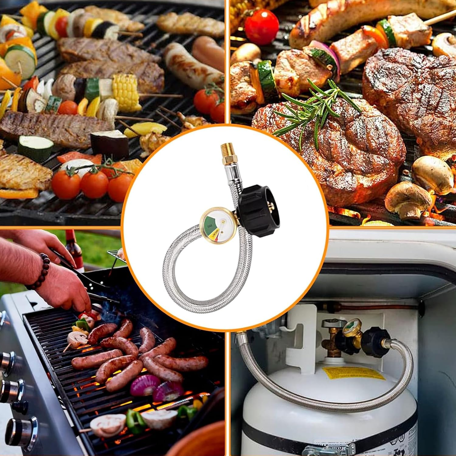 RV Gas Regulator Hose - Pressure Monitoring Gauge RV Gas Hose,15 Inch Real-Time Display Leak-Proof Accessories for Weekend Getaway Travel Camping image number 5