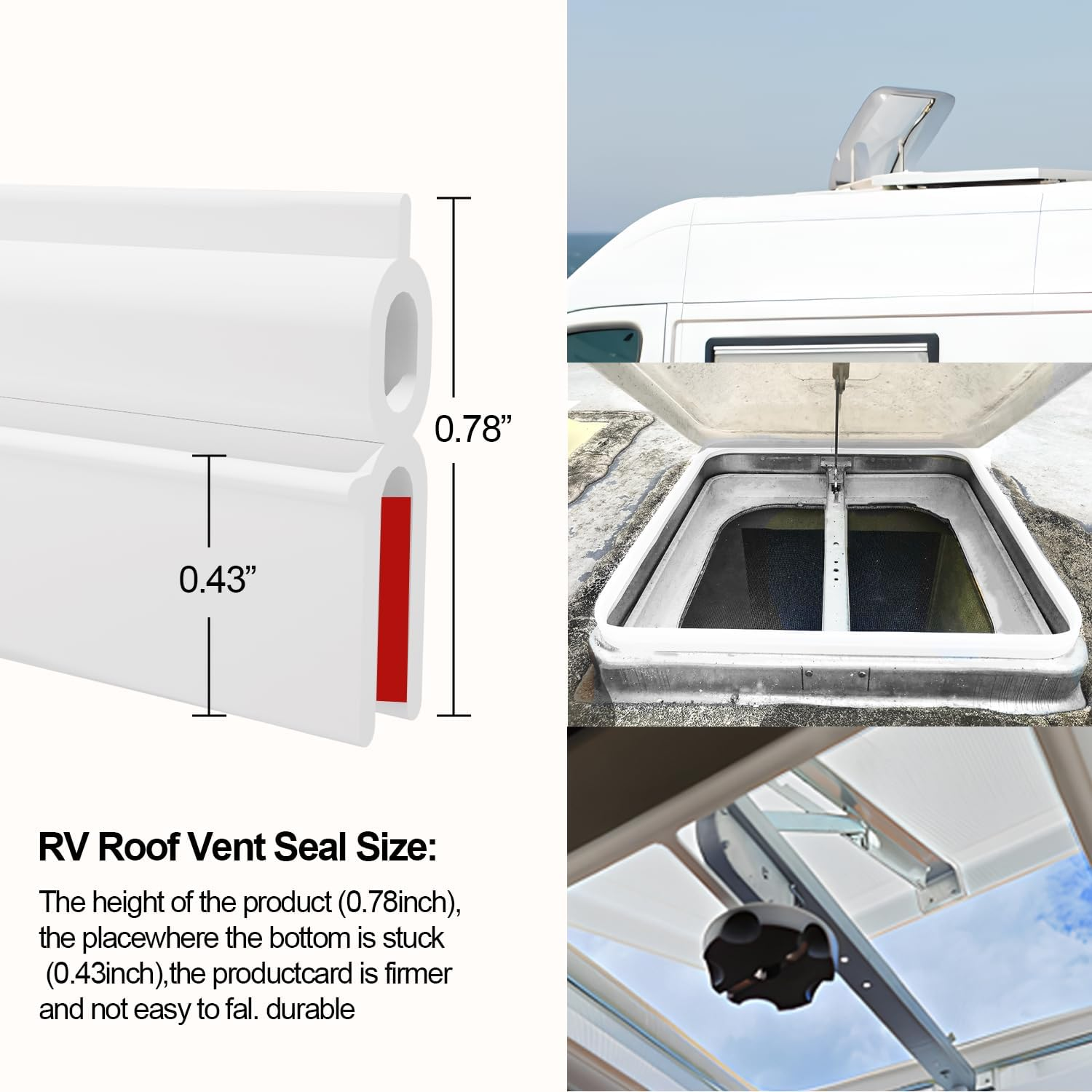RV Roof Vent Seal RV Seal Replacement for Roof Vents Roof Vent Lid Replacement Gasket (59 Inch) image number 4