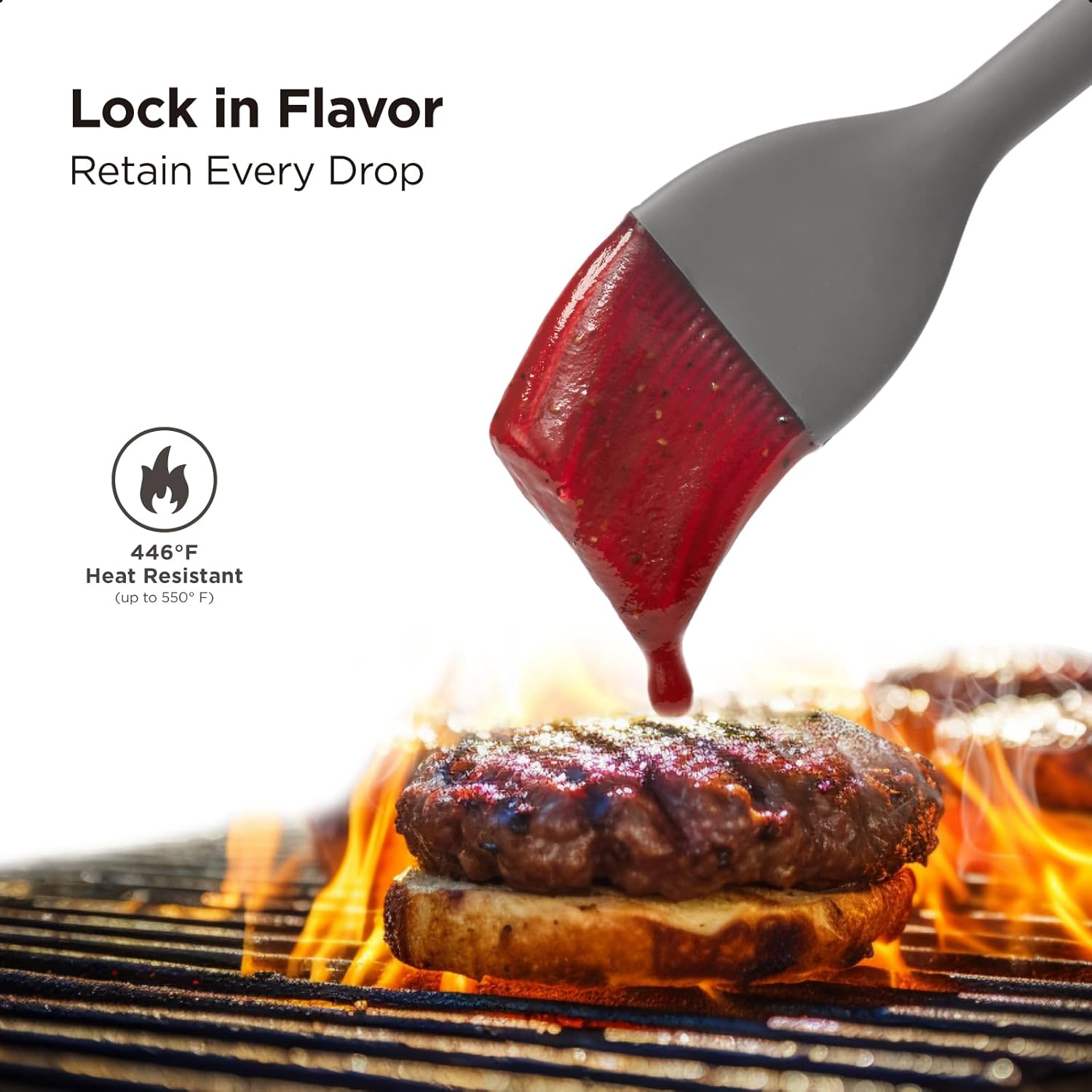 Kitchen Mama Waltzgrip Platinum Silicone Basting Pastry Brush: Set of 2 Heat-Resistant Brushes for Cooking, Baking, Grilling, and Spreading Oil or Butter - Dishwasher-Safe (Metal Gray) image number 2