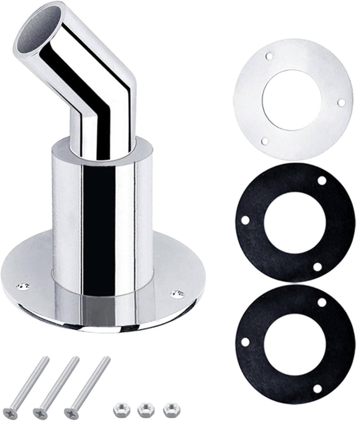 Magideal Thru Hull Exhaust Skin with Screws and Nuts Tube Pipe Socket Hardware Premium Stainless Steel for Marine Diesel Heater, Bend image number 2