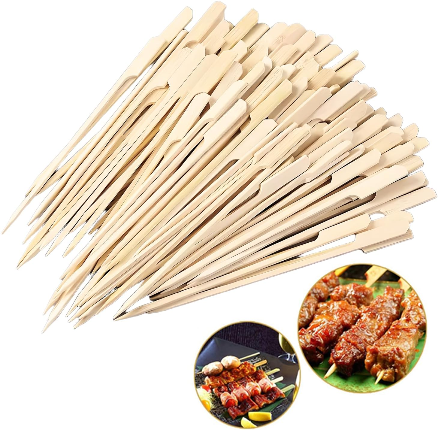 100X Bamboo Paddle Skewers - 20Cm Disposable Wooden Skewers for Appetizers, BBQ, Grilling, Kabobs, Cocktails & Party Snacks (Eco-Friendly Natural Bamboo Skewer Sticks) image number 5