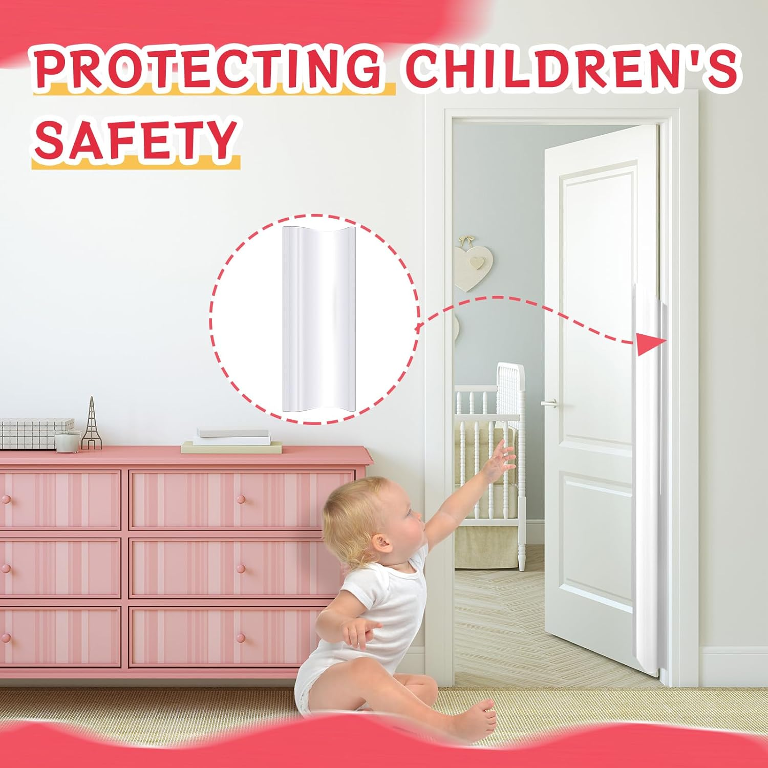 6 Pcs Door Pinch Guard Baby Proofing Jam Shield Door Finger Pinch Guard 47.2 X 7 Inch Hinge Cover Protectors for 90 and 180 Degree Gates Kids Pets Safety image number 3