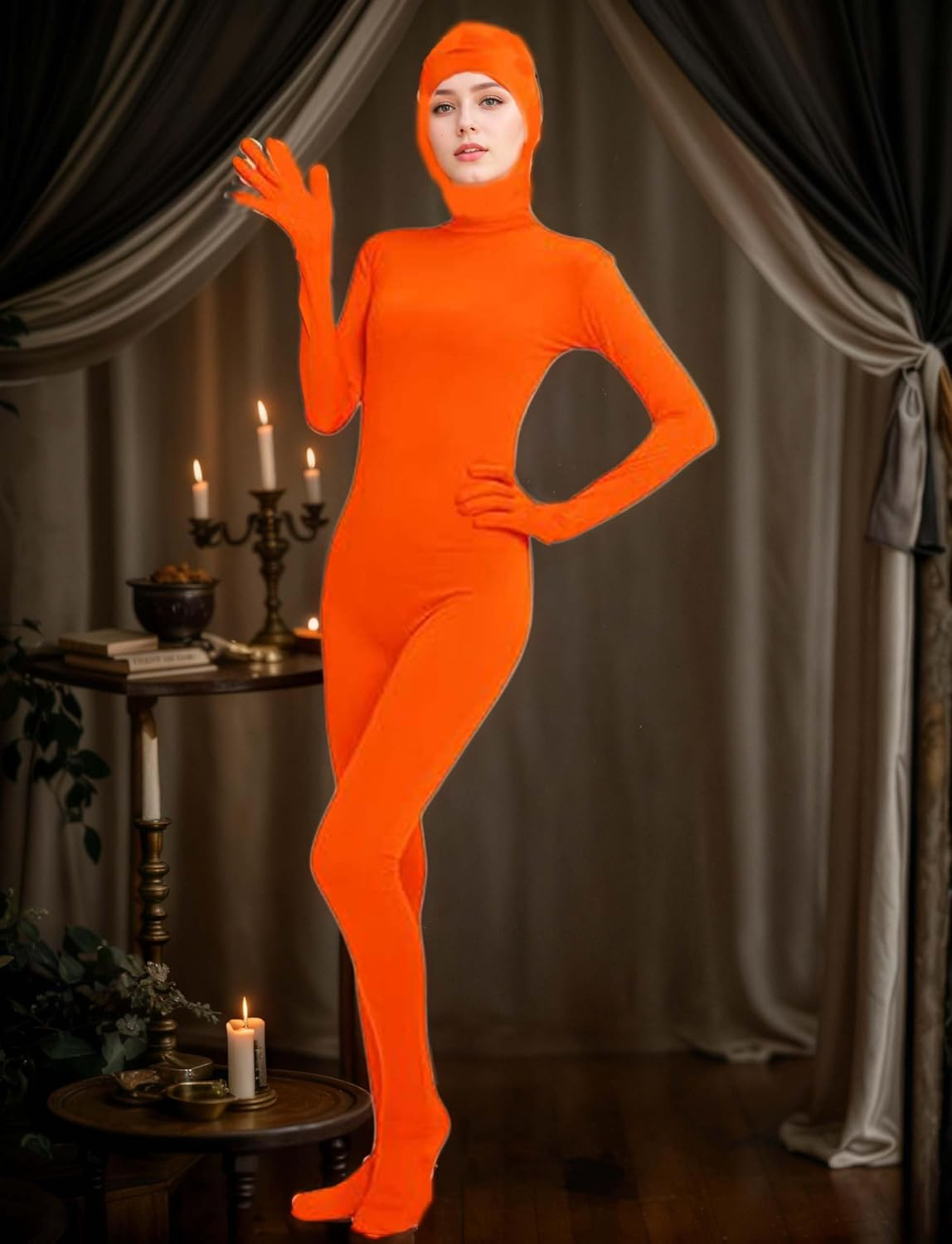 Funny Adult Halloween Costumes for Men or Women Book Week Costume Kids Invisible Man Costume Open Face Full Bodysuit Cosplay Spandex Screen Zentai Suit image number 3