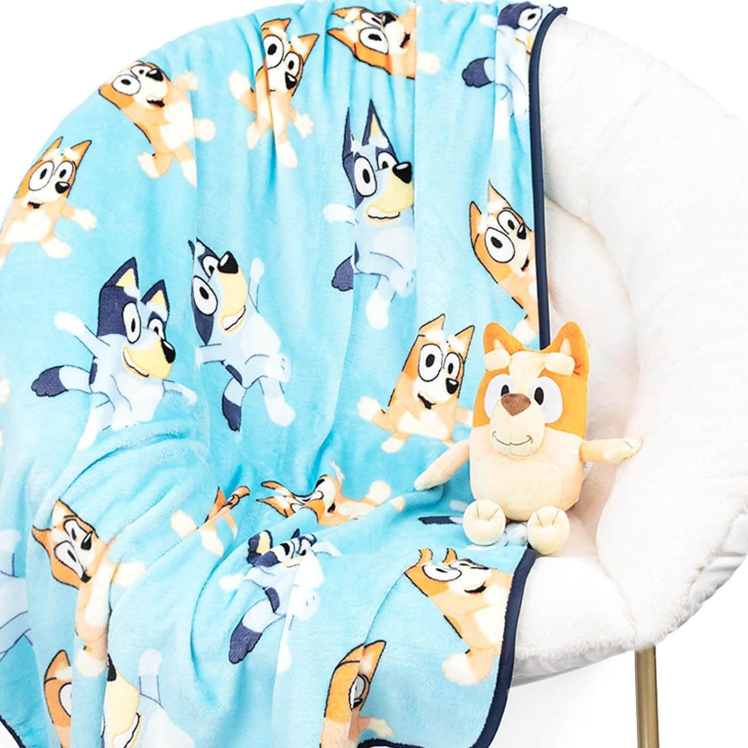Bluey Plush Mini Pillow Buddy & 40 X 50 Inch Travel Throw Set - Kids Super Soft 2 Piece Blanket Set