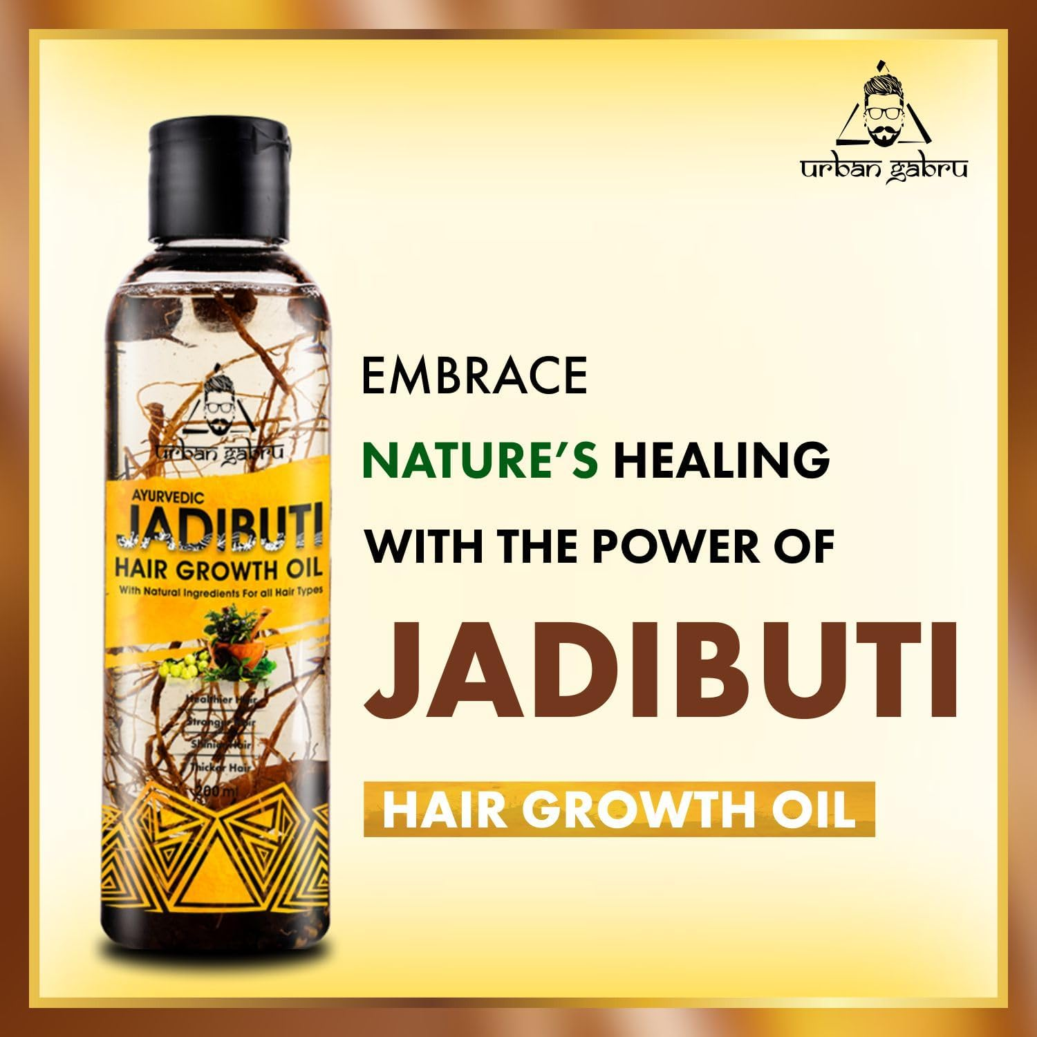 Urbangabru Ayurvedic Jadibuti Hair Oil for Hair Fall Control and Hair Growth with Natural Herb - 200 Ml image number 5