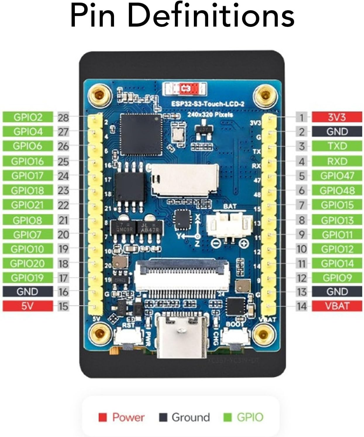 Jectse ESP32 S3 Capacitive Touch Display Development Board 2 Inch, 240X320 Pixels, 262K Color, 32-Bit LX7 Dual Core Processor, with Wifi Bluetooth Camera Interface image number 3