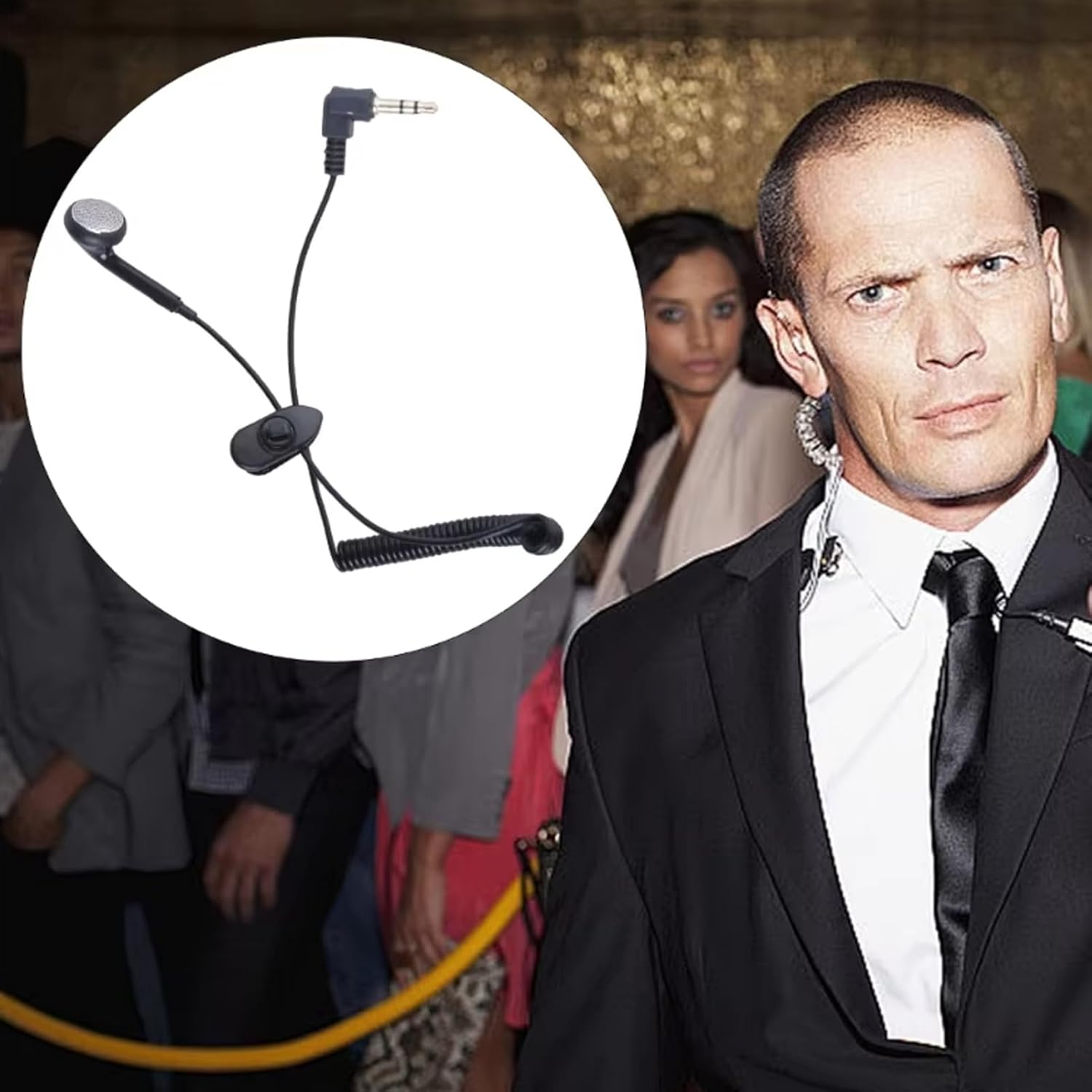 Single Earphone Headset - 3.5Mm Monopiece, Deep Bass Earphone | Retractable Spring Cord Wired Earphones, High Fidelity Mono Headset MP3 Player for Cell Phone Tablet Computer Laptop image number 2