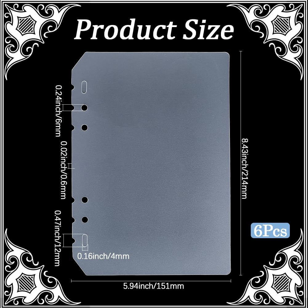 SOFPLATE 6Pcs Nail Book Pages Press on Nails Binder Clear Plastic A5 6 Holes Waterproof Rectangle Organizer Display Storage Books Insert Divider Sheets Page for Fingernail Salon Art Packaging Supplies image number 1