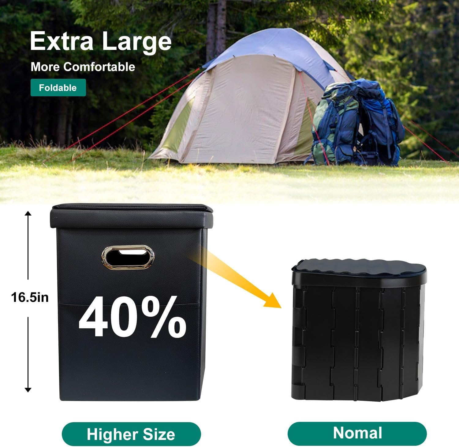 Ann Katy Upgrade XL Portable Toilet for Adults, Extra Large Portable Travel Floding Camping Toilet, Camping Tall Toilets with Lid for Kids Compact Potty for Car,Hiking,Beach,Toilet Storage Stool image number 4