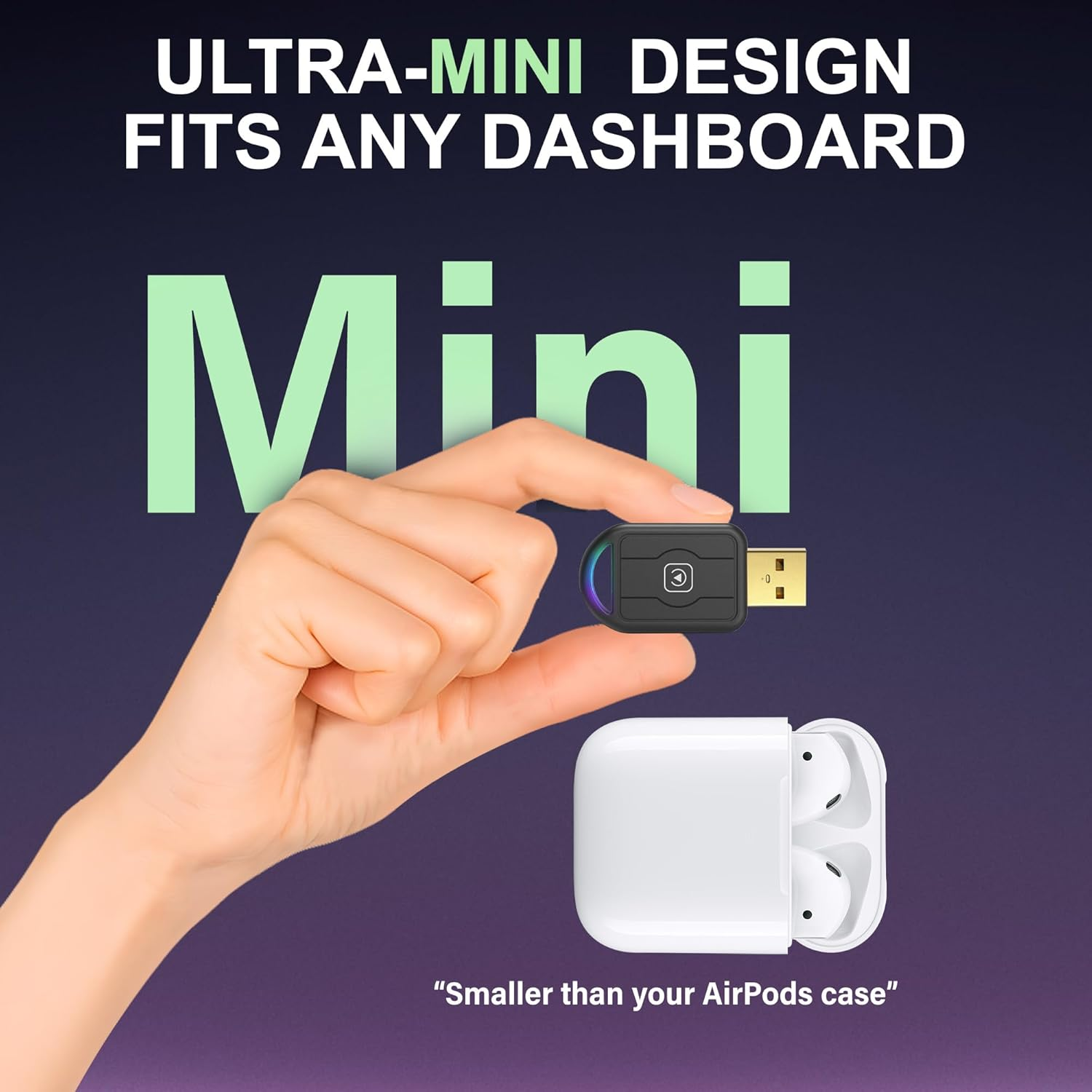 2-In-1 Mini Wireless Carplay Adapter for Apple Carplay & Android Auto,Upgrade Wired to Wireless, Fast Auto-Connect, Plug & Play (Ios 10+, Android 10+, 2016+ Cars) 1Pcs