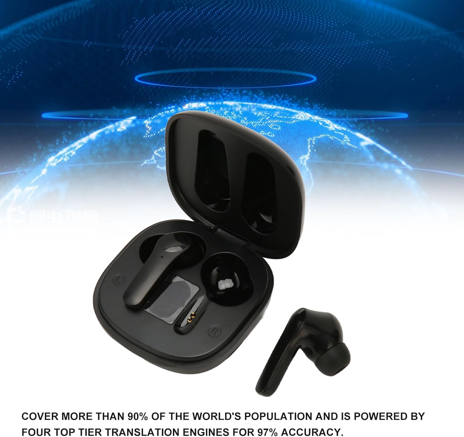 Translator Earbuds With5.3, 74 Languages 70 Accents, Real Time Translation, 4 Translation Modes, Ergonomic Design, Hifi Stereo, for Music Call (Black)