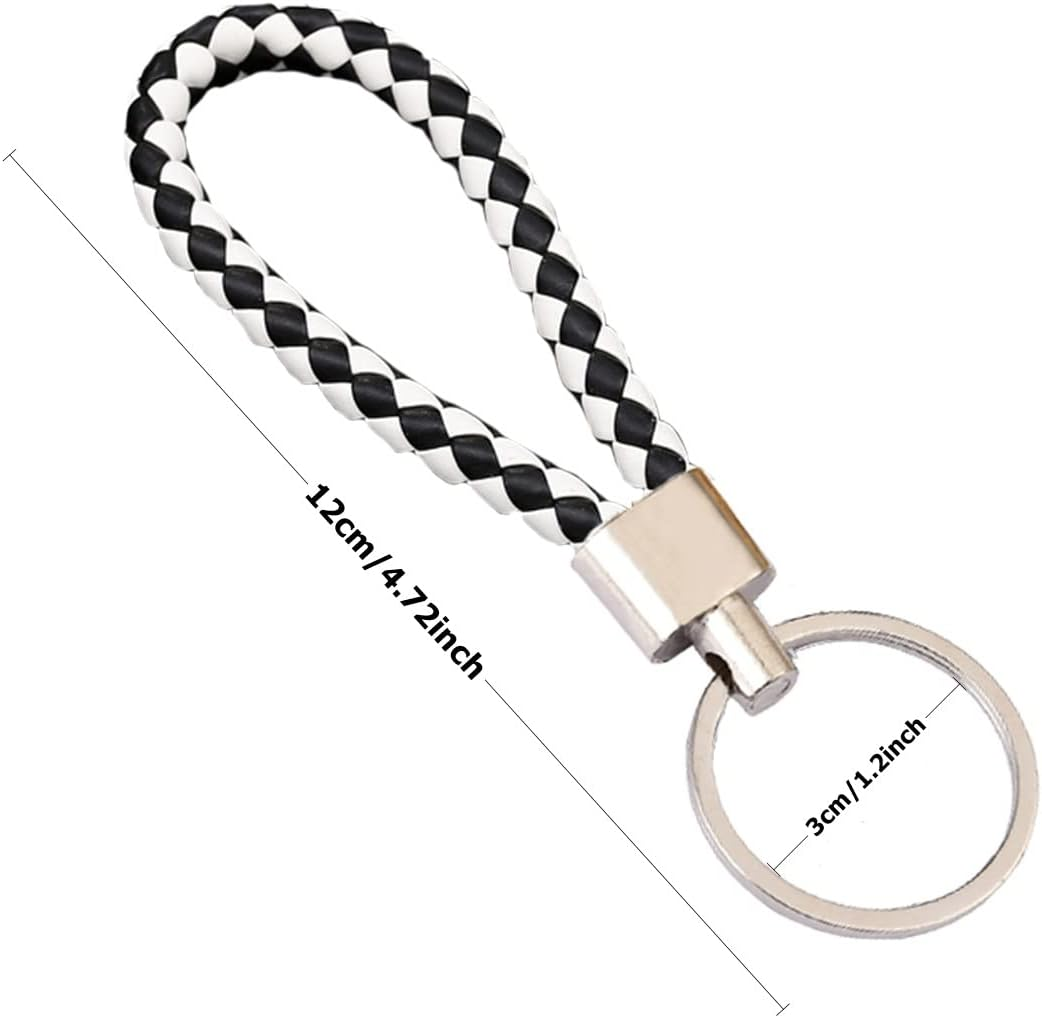 Braided Leather Keychain Key Chain for Men Braided Key Chain Handmade Weave Leather Rope Keyring Car Motorcycle Keychain Ring Universal Keyring Holder Single Keychains Accessories - Pink image number 2