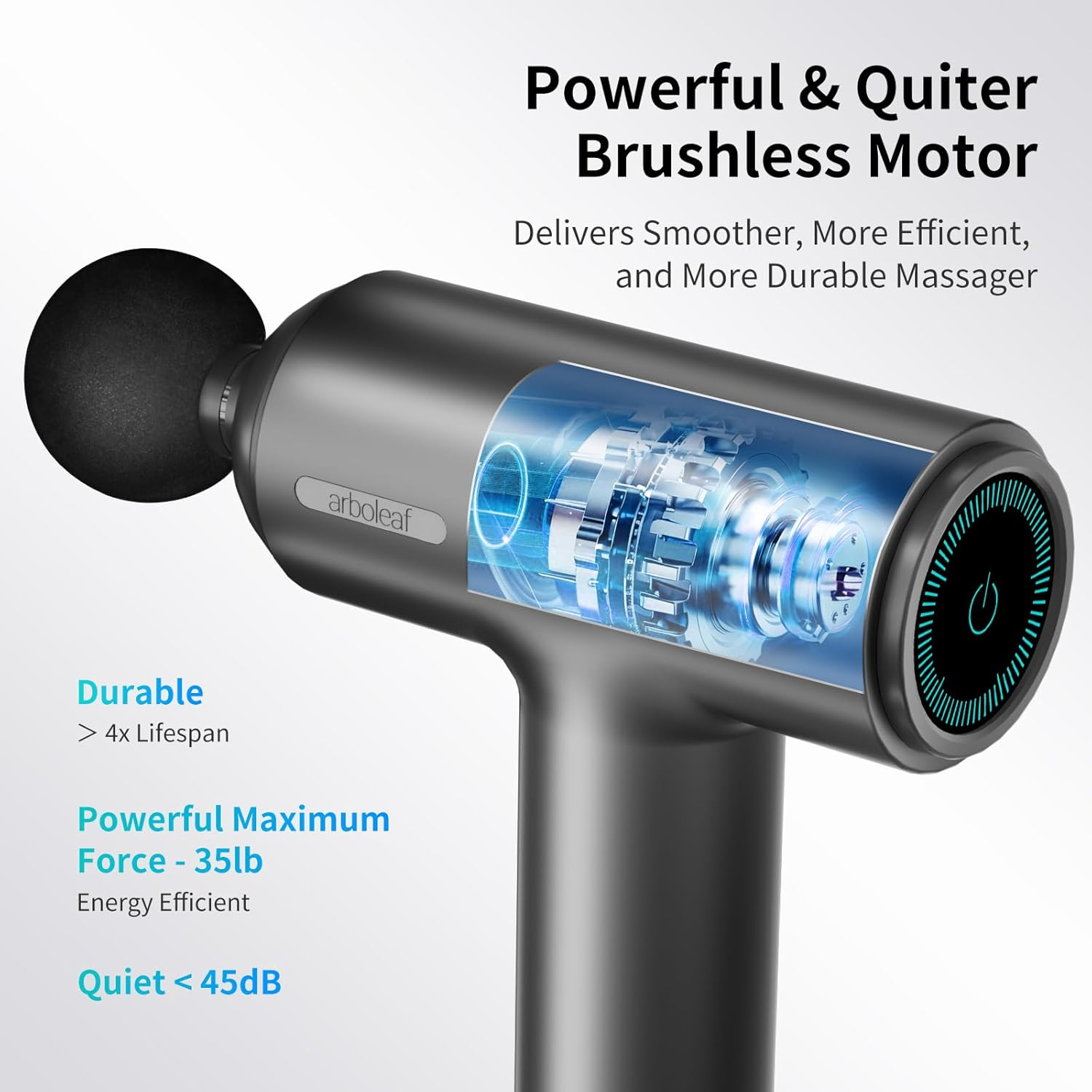 Arboleaf Massage Gun Deep Tissue, 6 Speeds Muscle Massager with 7 Massage Heads, Powerful Portable Back Massager Gun with Type-C Charging for Muscle Pain Relief, Gifts for Men Women image number 1