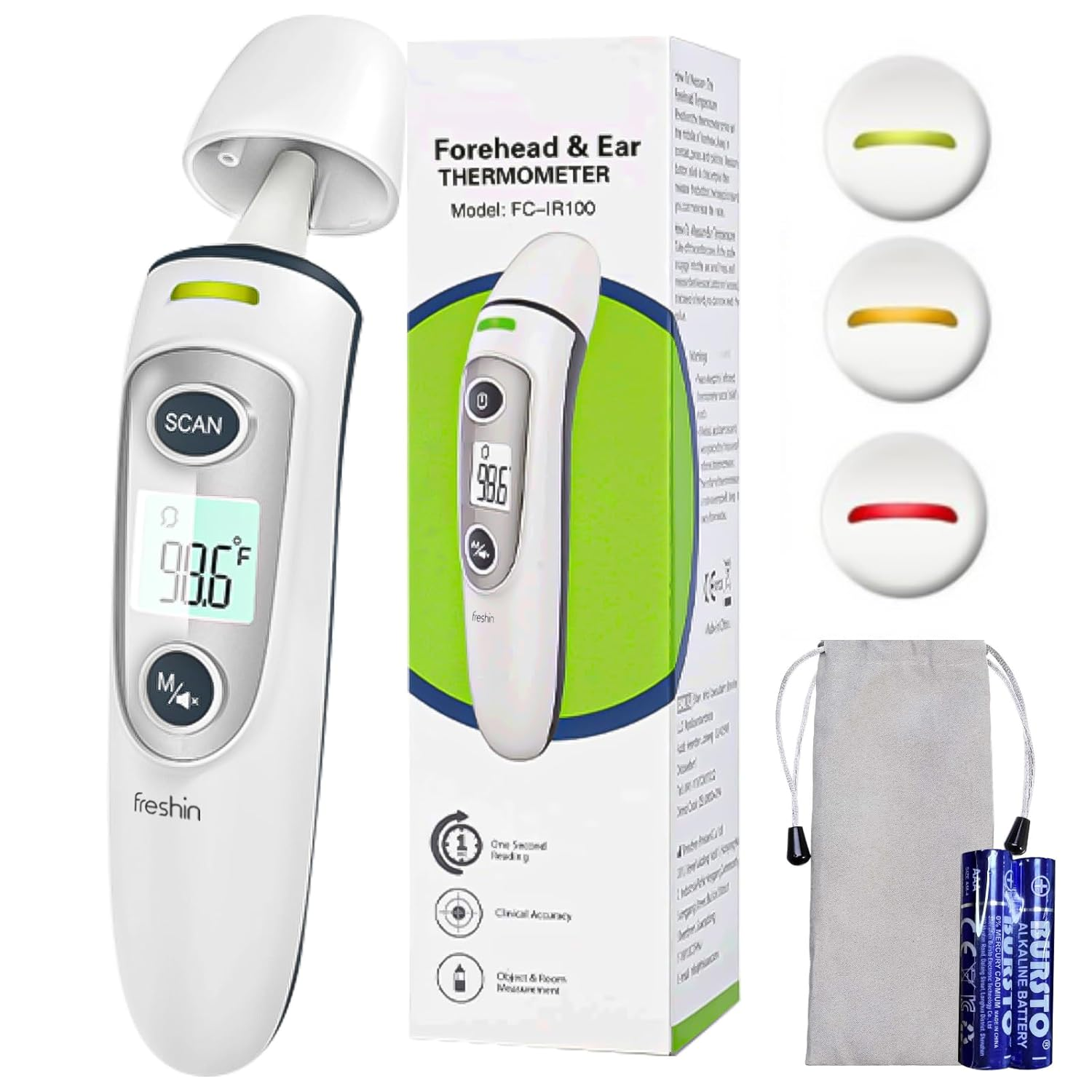 Medical Digital Thermometer 3-In-1 &ndash; Forehead, Ear & Object Thermometer | 35 Memory Function | Fast & Accurate IR Sensors | Fever Alarm | for Babies, Adults & Objects, Beverages | Batteries Included image number 1