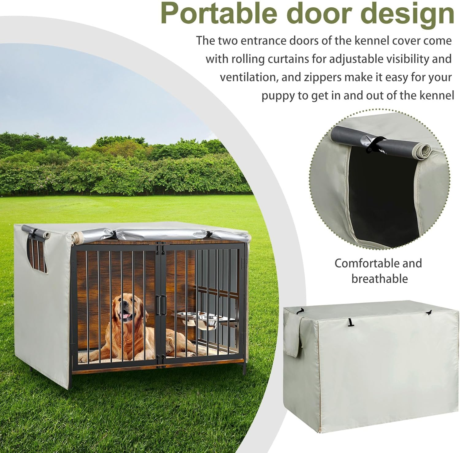 Dog Crate Cover Oxford Cloth Pet Kennel Cover Universal Fit for 36 Inches Wire Dog Crate image number 1