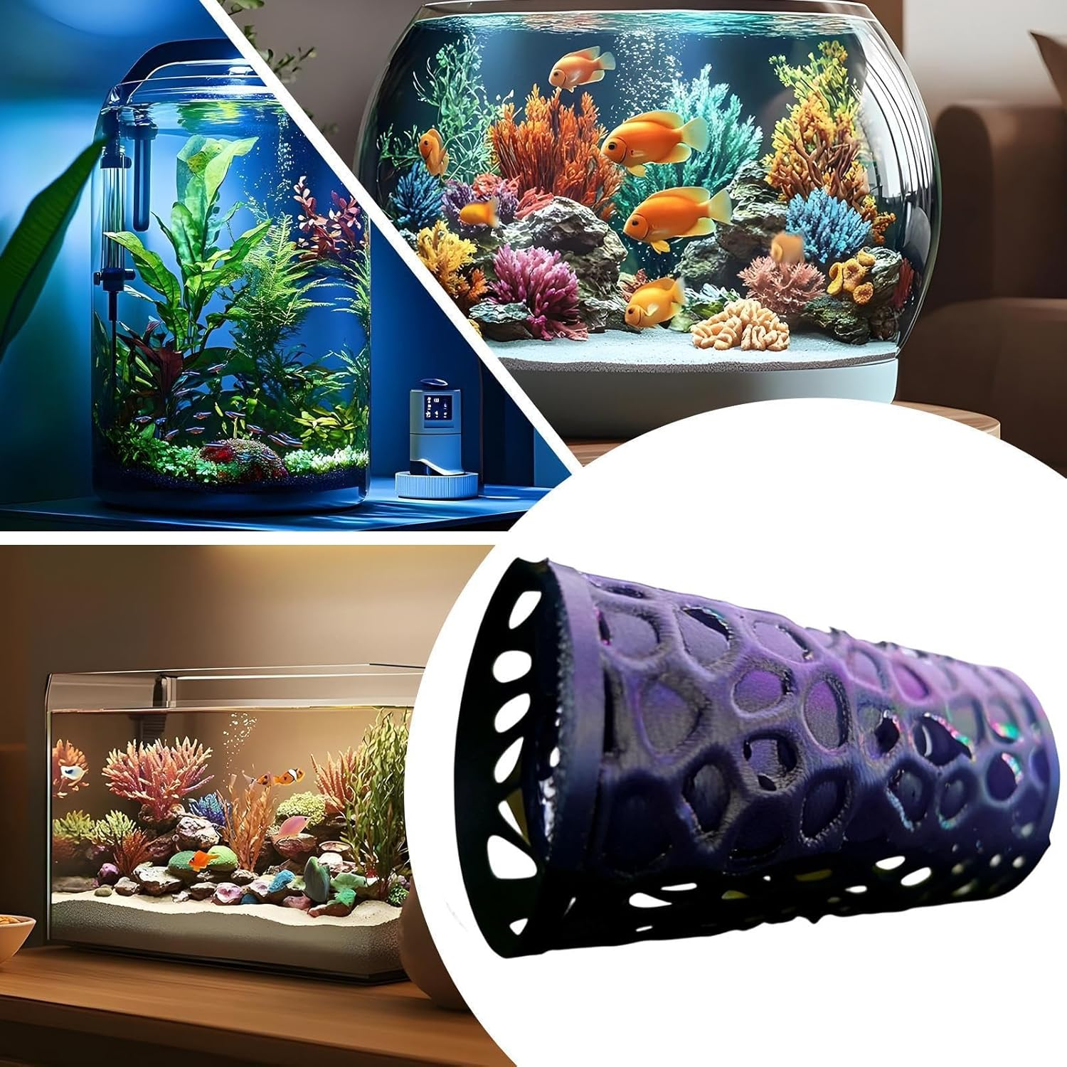 Betta Hammock,3D Printed Floating Tube Tunnel - Betta Fish Tank Decorations | for Saltwater Tank Aquatic Habitat Turtle Shrimp Freshwater image number 4