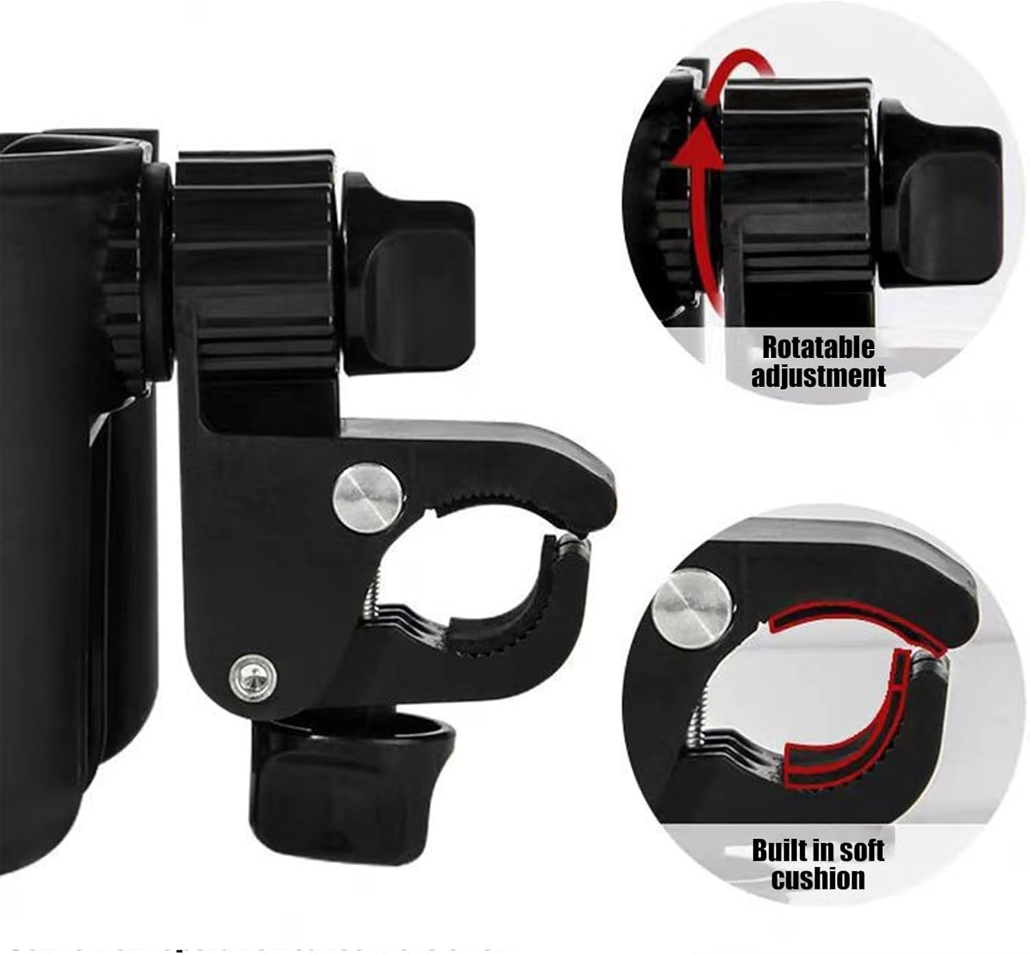 BGENHPON Stroller Accessories Cup Holder with Secure Phone Pocket Anti-Slip Design Fits Most Strollers Including Uppababy Nuna Doona for Outdoor Activities image number 3