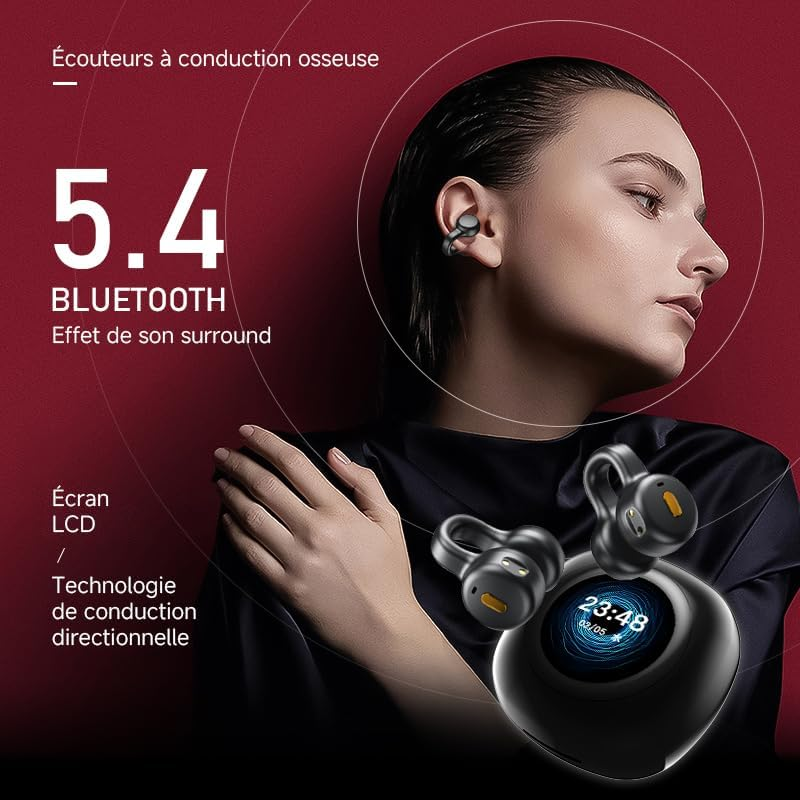 Slub Bluetooth 5.4 Open-Ear Wireless Earbuds Clip-On Design Comfortable Touch Control Automatic Pairing Instant Connection Water-Resistant for Ios/Android（Beige image number 4