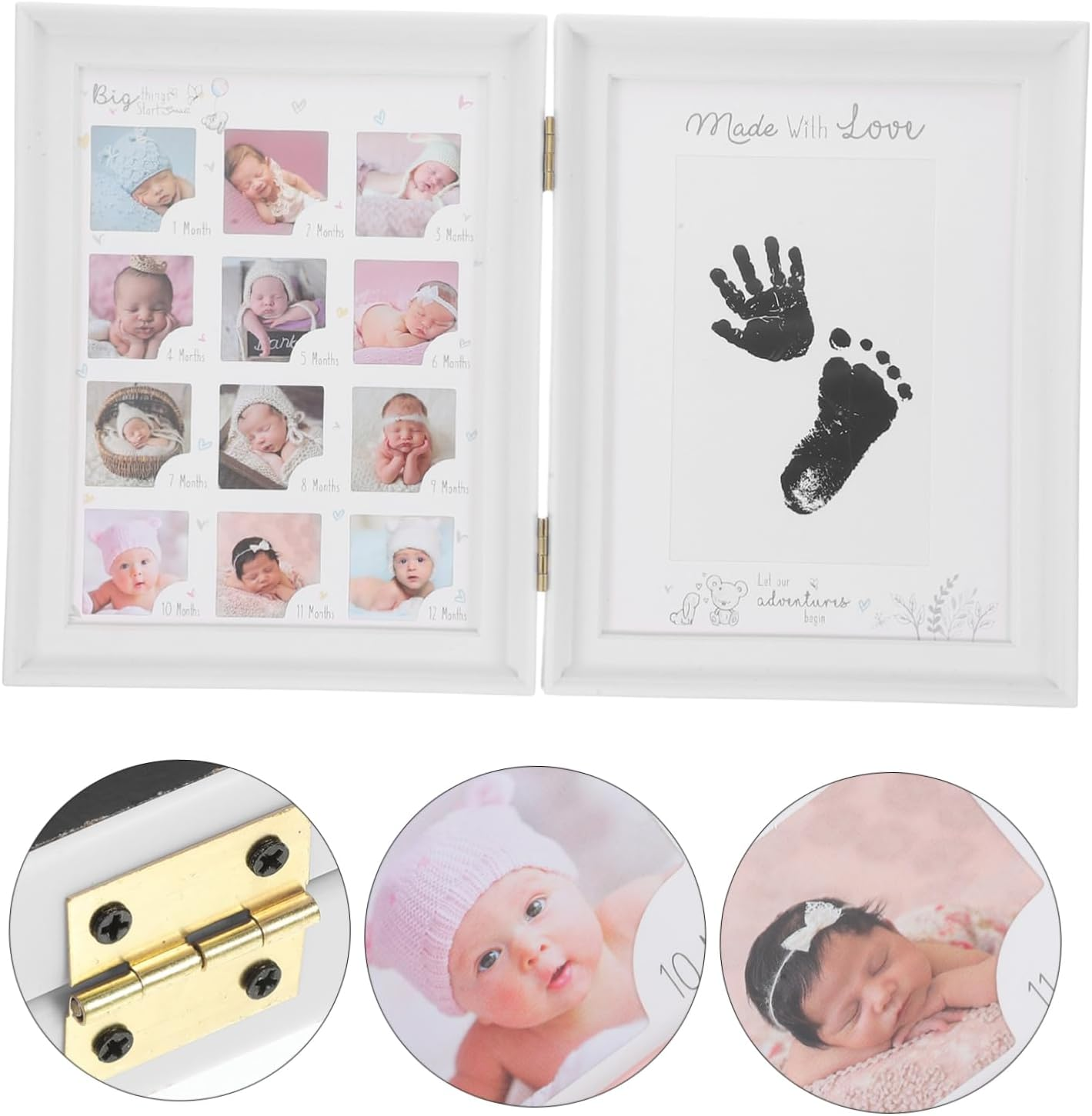 BESTOYARD Milestone Picture Frame Sturdy Newborn Handprint Footprint Kit Creative Keepsake for Showers Cardboard Material Capture Precious Memories image number 5