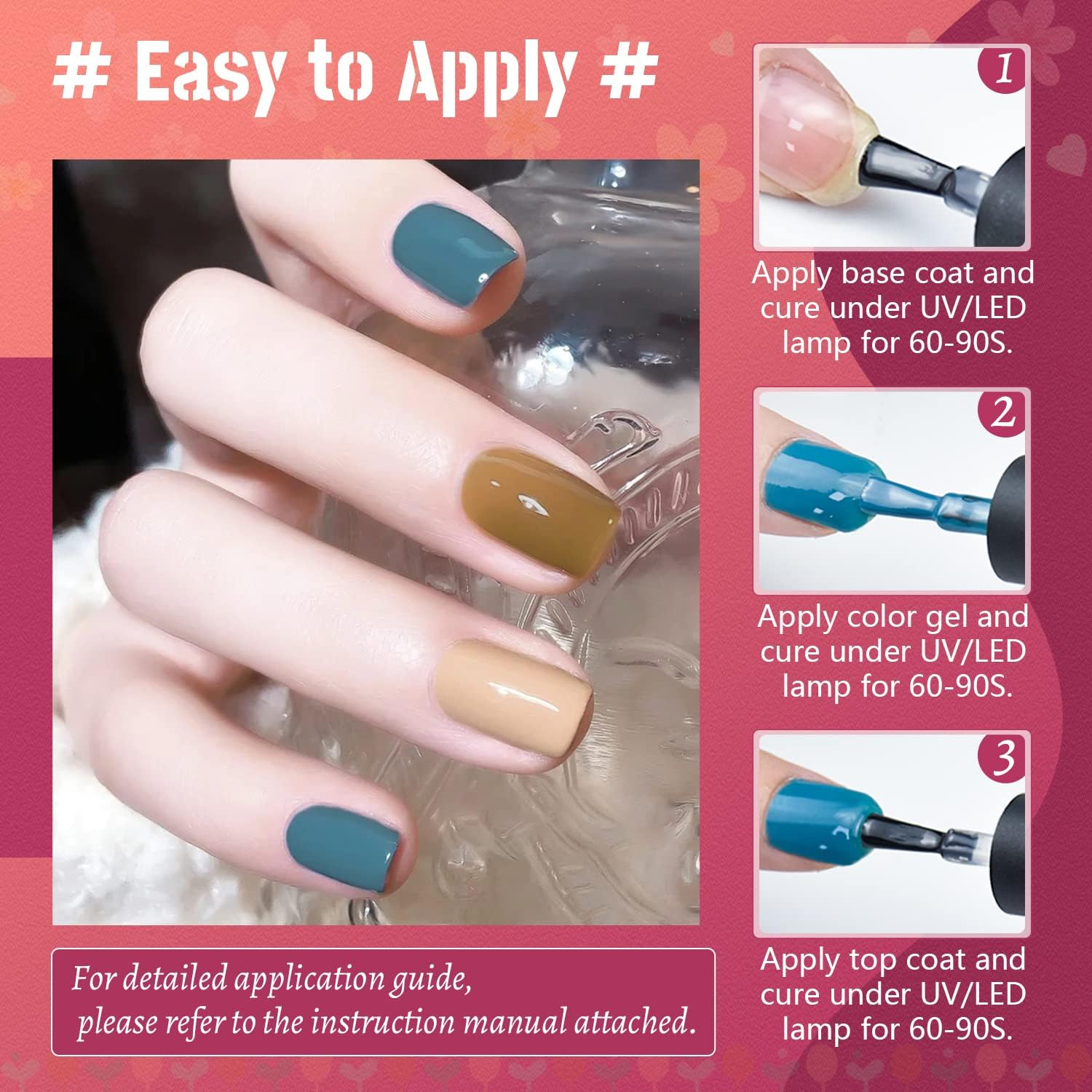 JODSONE Gel Nail Polish Kit with U V Light 36 PCS Classic Black and White Nude and Blue Purple Gel Polish Set with Manicure Tools Suitable for All Seasons Perfect Gifts for Manicure Lover - 100Set-12-T image number 3