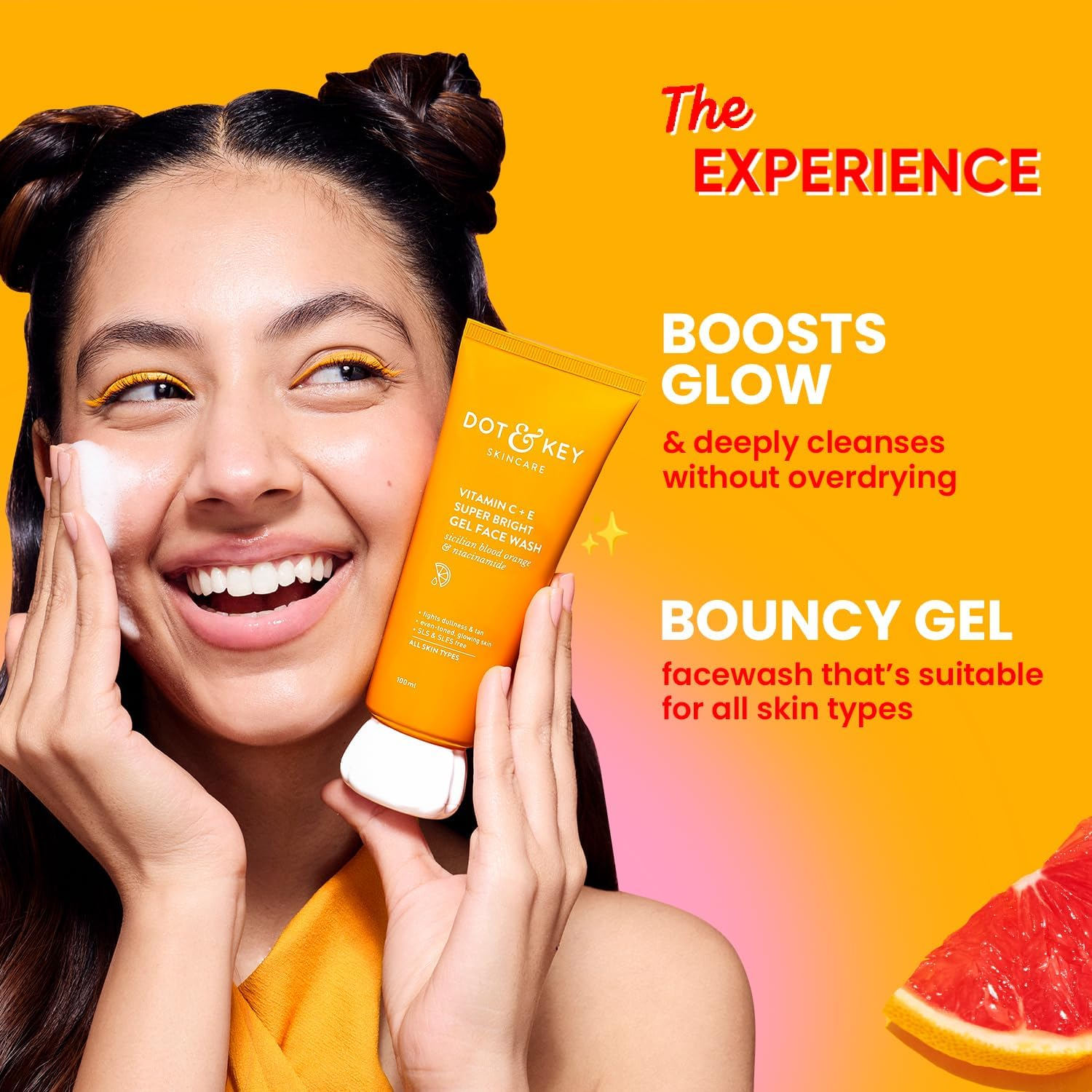 Dot & Key Vitamin C + E Super Bright Gel Face Wash Combo (Pack of 2, 100Gm Each) | for Glowing and Brightening Skin | All Skin Types|With Triple Vitamin C, Fades Dark Spots & Pigmentation