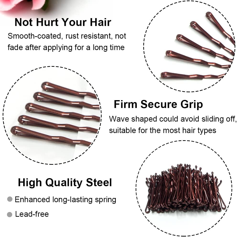 Mini Bobby Pins Brown with Cute Case, 200 CT 1.38 Inch Bronze Small Hair Bobby Pins for Buns, Premium Hair Pins for Kids, Girls and Women, Great for All Hair Types - Bronze,Brown image number 6