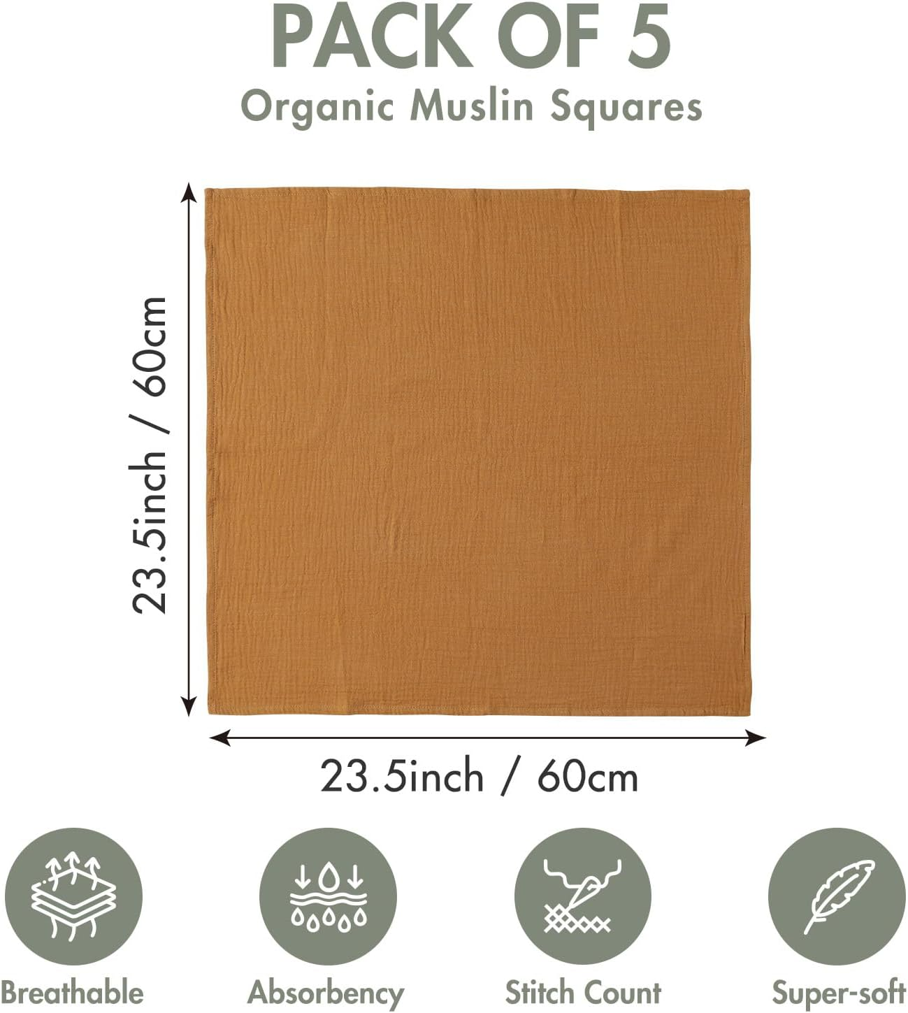 Muslin Swaddle Blankets, Neutral Receiving Blanket Swaddling for Newborn Boys and Girls, 5 Pack Breathable and Skin-Friendly Burp Cloths Swaddle Wrap for Infant Baby (Bright Colors) image number 6