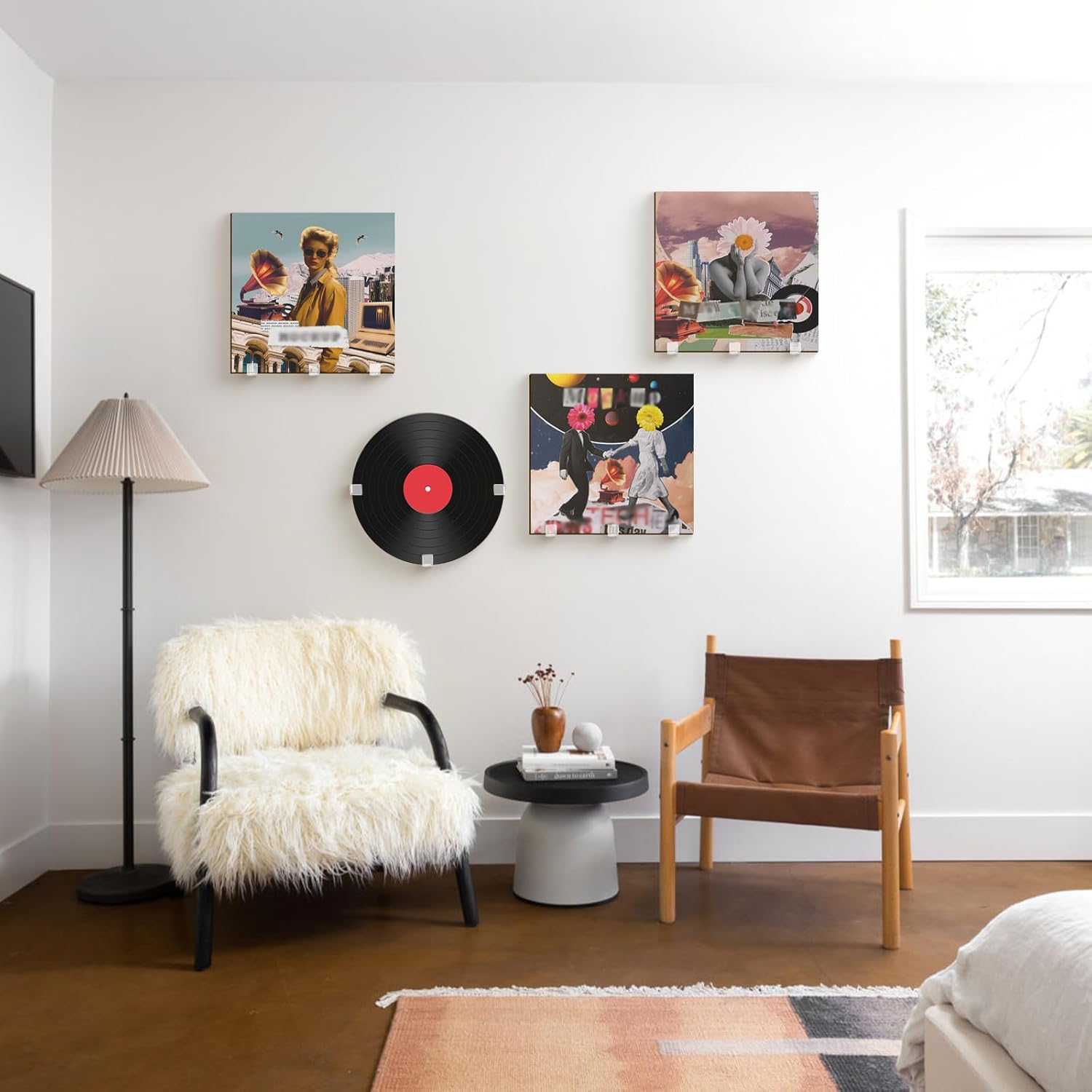 NILLOS Adhesive Record Shelf, 12 PCS Clear Record Display Holder for LP, CD, Magazine Collection (2 X 6 Cm/0.78 X 2.36 In) image number 6