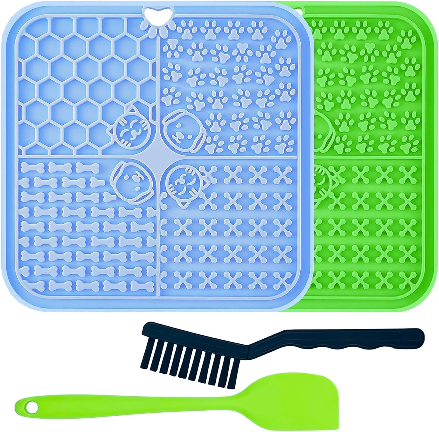 Licking Mats for Dogs and Cats 2PCS, 7.9 * 7.9 Premium Lick Pad with Suction Cups for Dog Anxiety Relief, Dog Cat Peanut Butter Lick Pads for Boredom Reducer image number 4