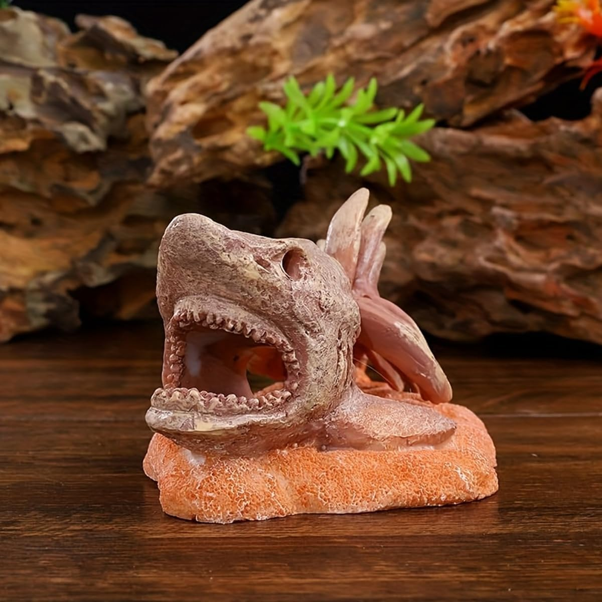 AIMALL Simulation Dinosaur Skull Resin Ornament for Aquarium Fish Tank 3D Rockery Escape Cave Aquatic Landscape Decor Beige Fossil Skull 6.68X3.14X3.14In image number 1