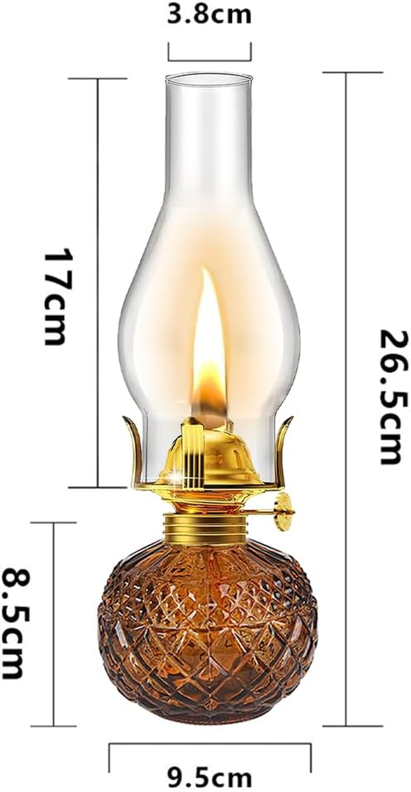 2 Pieces Chamber Oil Lamps,Transparent Glass Oil Lamps for Indoor Use, 250Ml Clear Kerosene Lamp for Emergency Lighting, Home Decor, Prayer, Hurricane Lantern (Brown) - Transparent image number 3