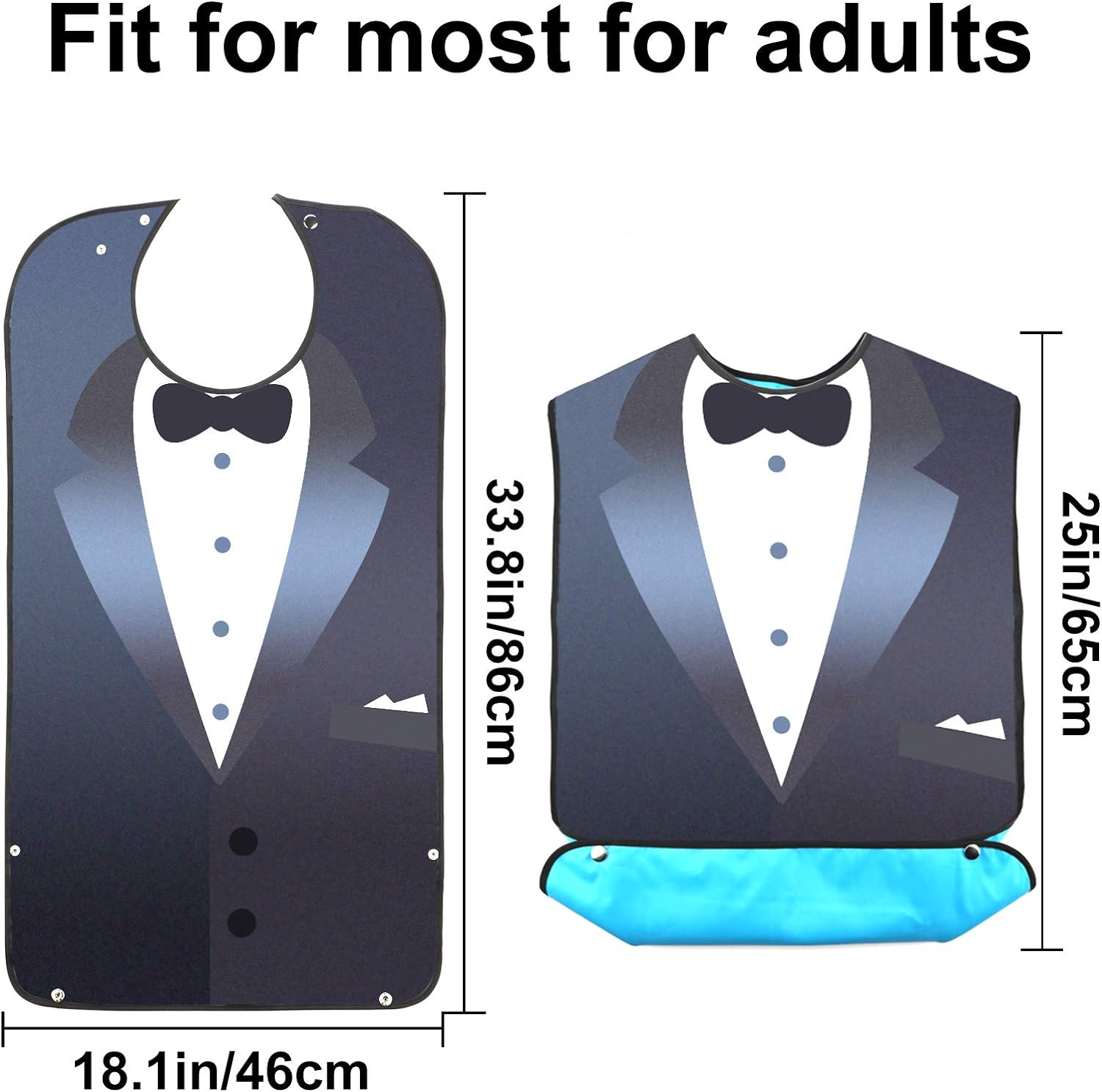 AIEX Adult Bibs for Eating Men Bow Tie Pattern Machine Washable Clothing Protectors with Crumb Catcher for Elderly Men - Costume 04 image number 3