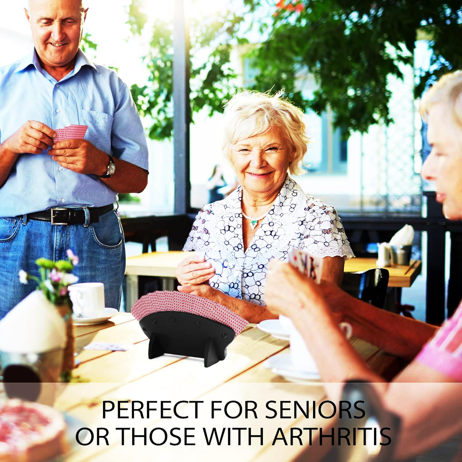 2 Pack Playing Card Holder for Kids Adults, Hands Free Card Holders for Playing Cards, Cards Organizer for Card Game Nights, Canasta, Poker Parties (Black) image number 6