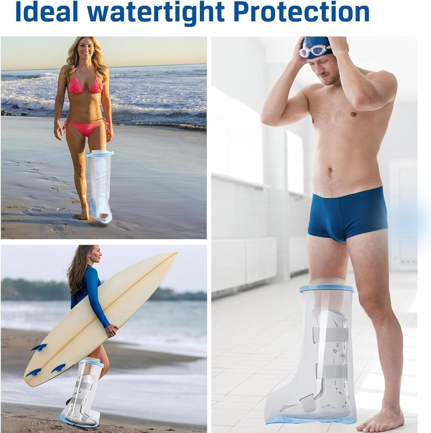 100% Waterproof Leg Cast Cover for Showering, Reusable Extra Large Leg Cast Protector, Cast Covers for Shower Leg, Cast Bag for Shower, Cast Cover for Showering Foot，With Non-Slip Bottom image number 2